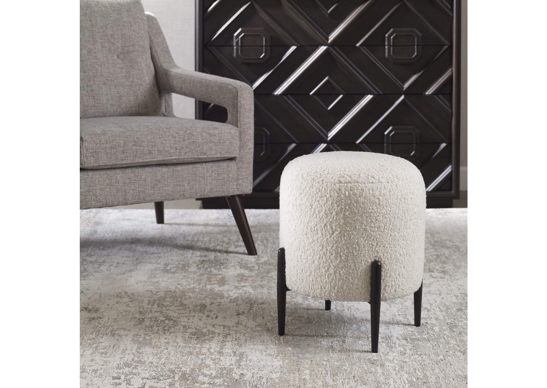 Uttermost Arles White Shearling Ottoman