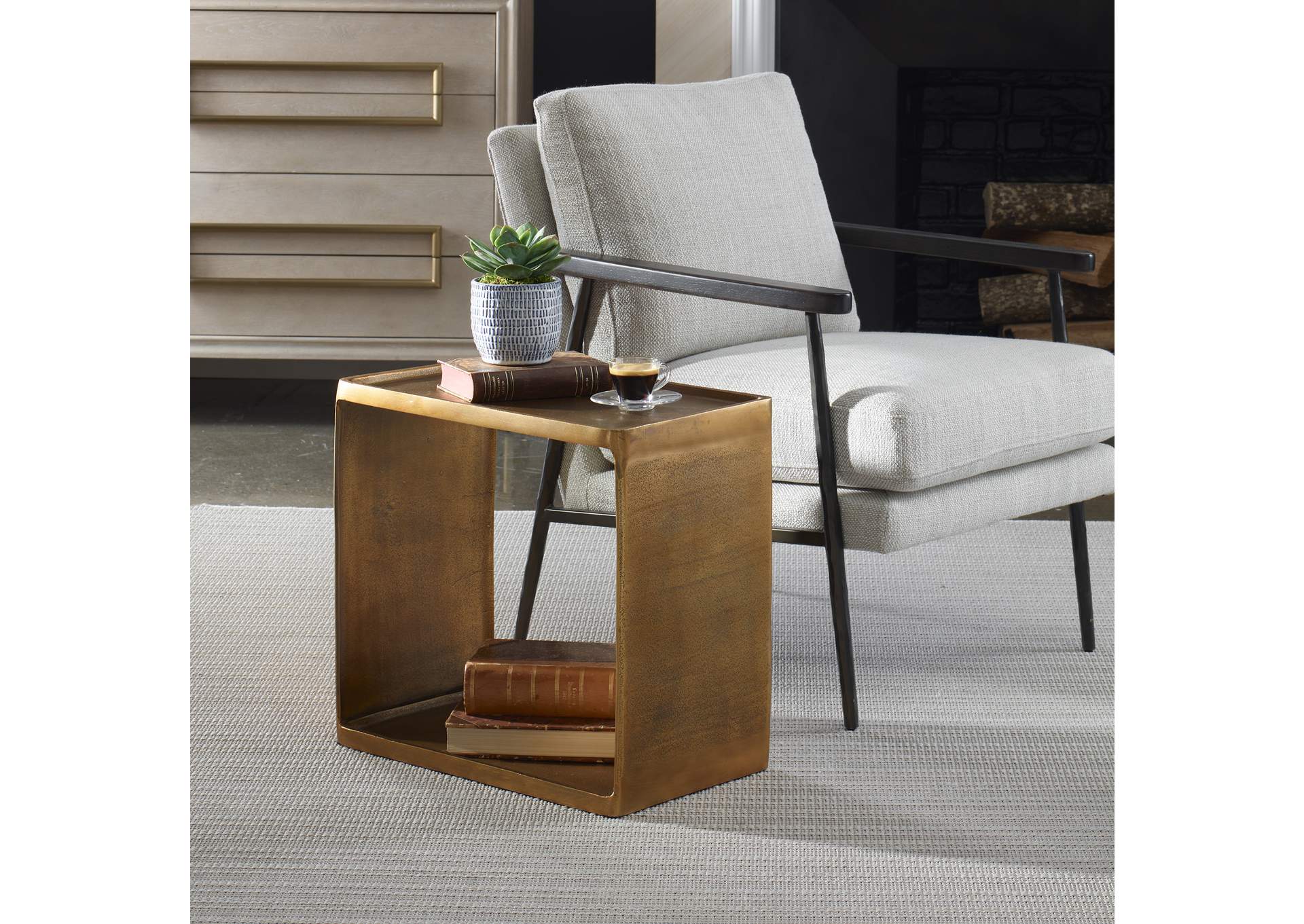 Uttermost Derwent Antique Brass Side Table