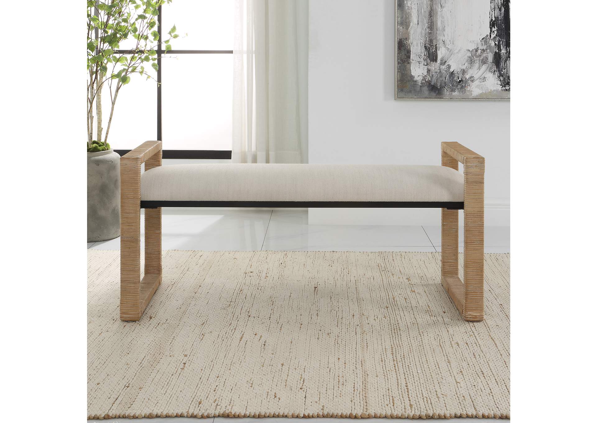 Uttermost Areca Coastal Rattan Bench