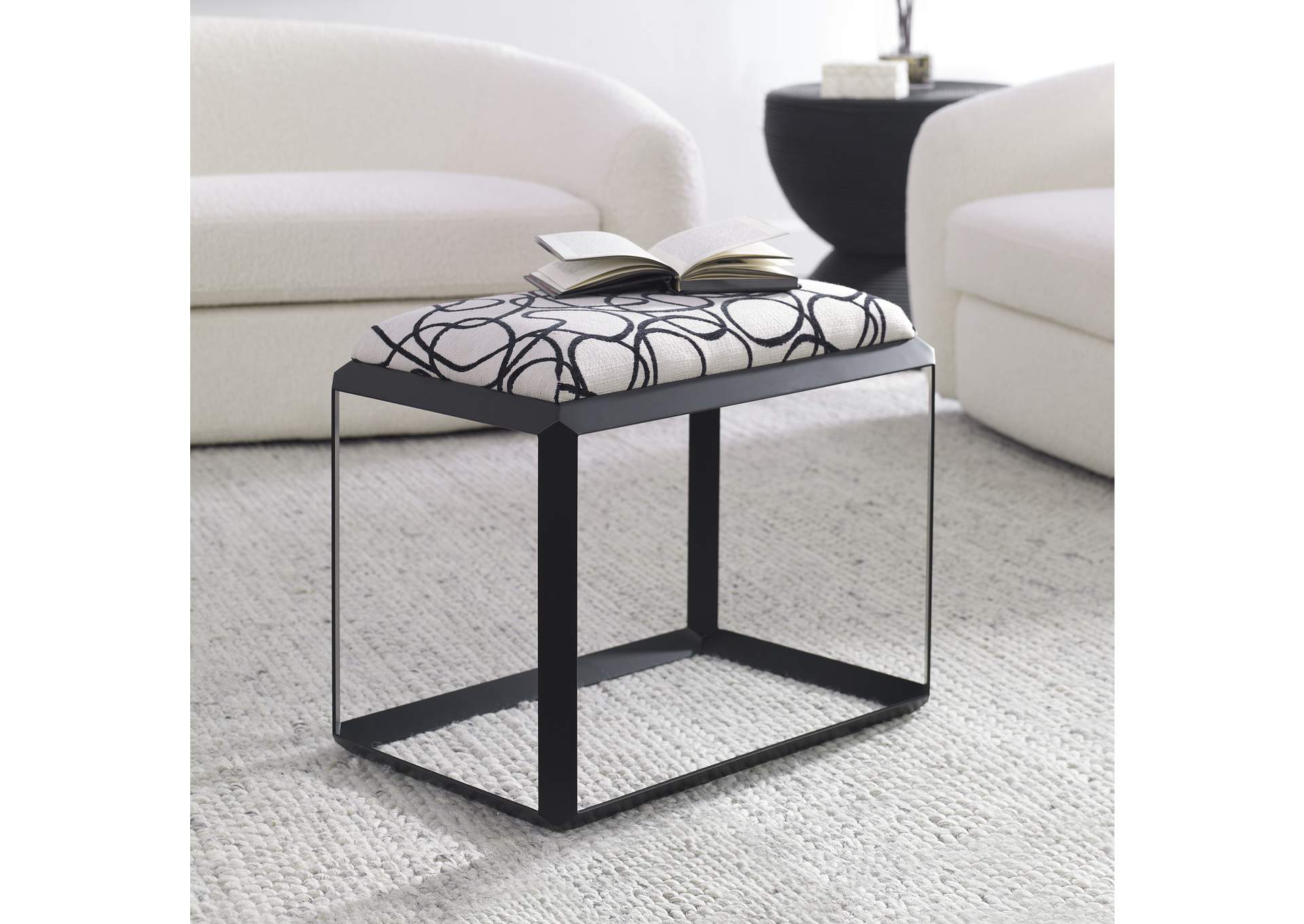 Uttermost Curls Gray Small Bench