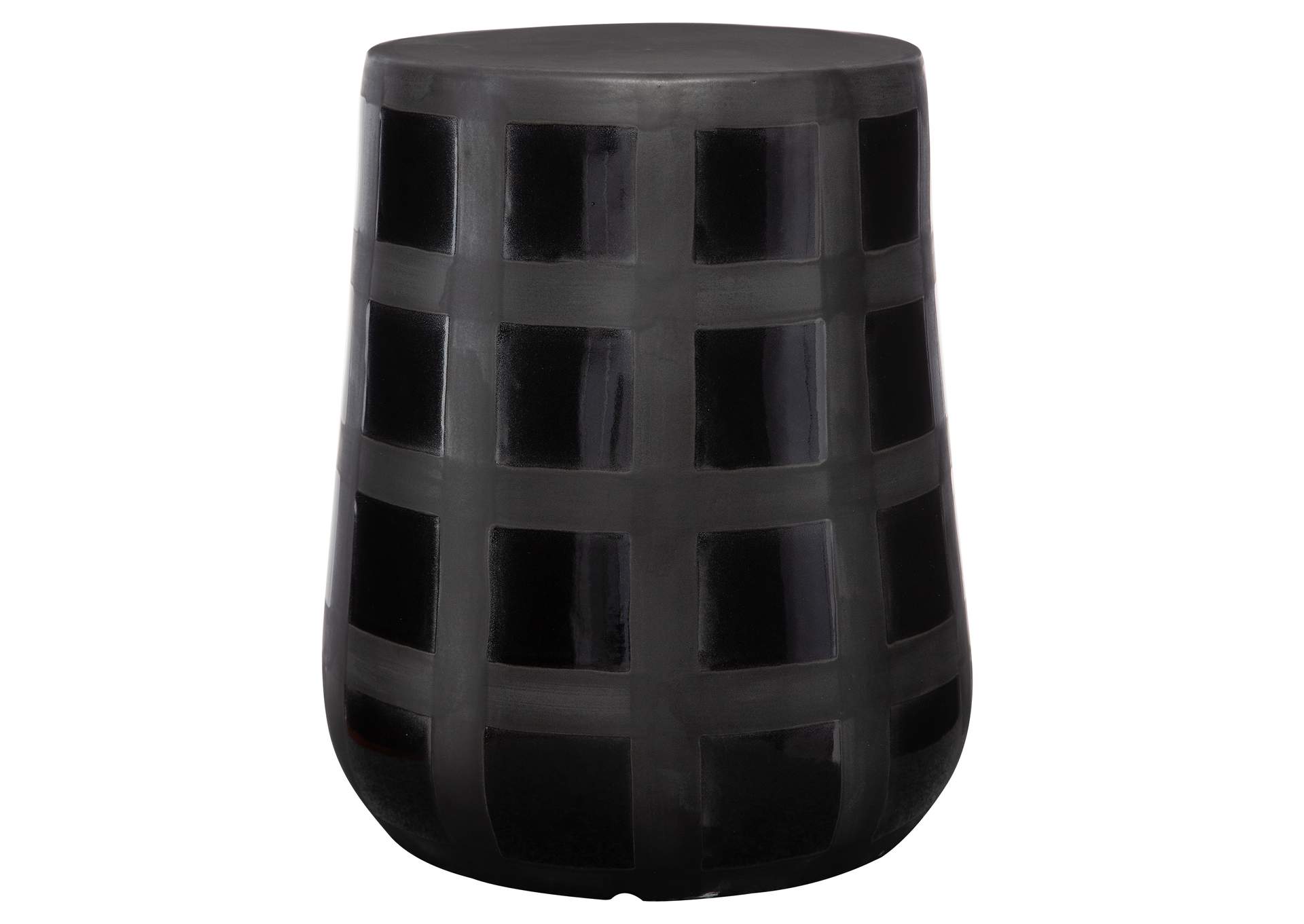 Uttermost Patchwork Gridded Black Garden Stool
