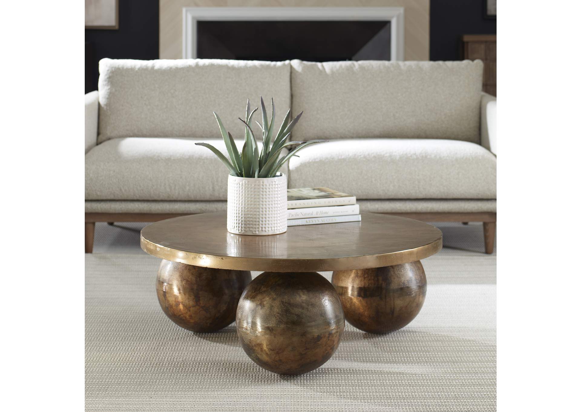 Uttermost Triplet Antique Brass Coffee Table