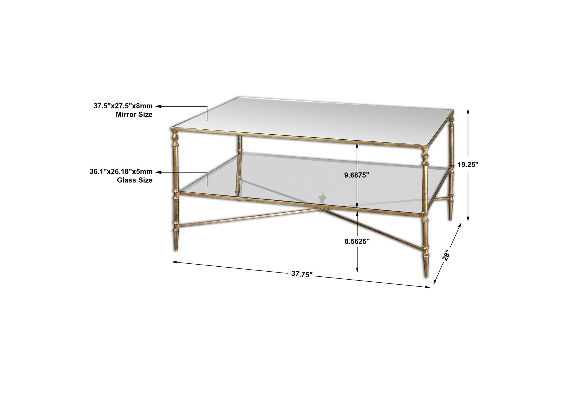 Uttermost Henzler Mirrored Glass Coffee Table