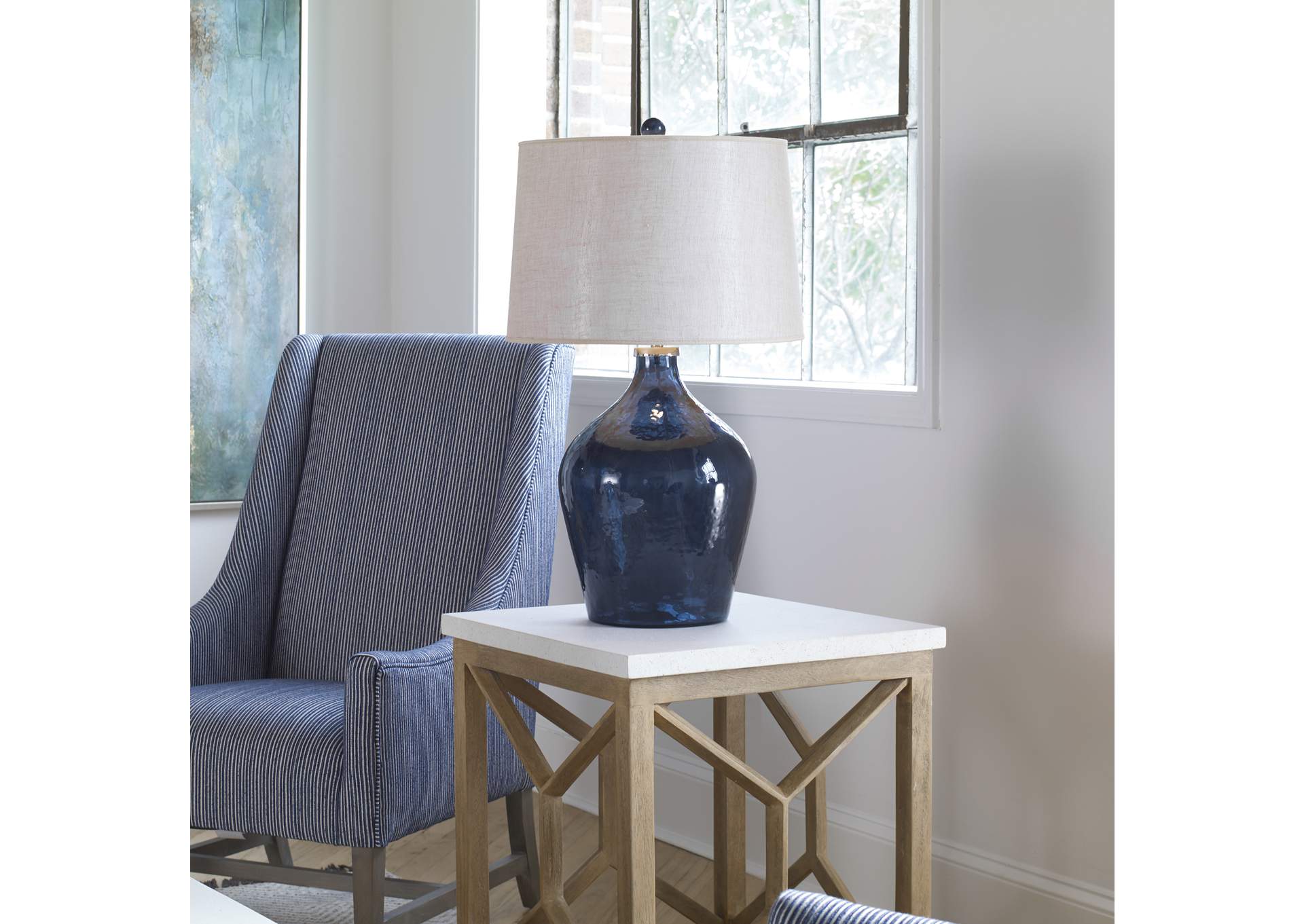 Uttermost Lamone Blue Glass Lamp