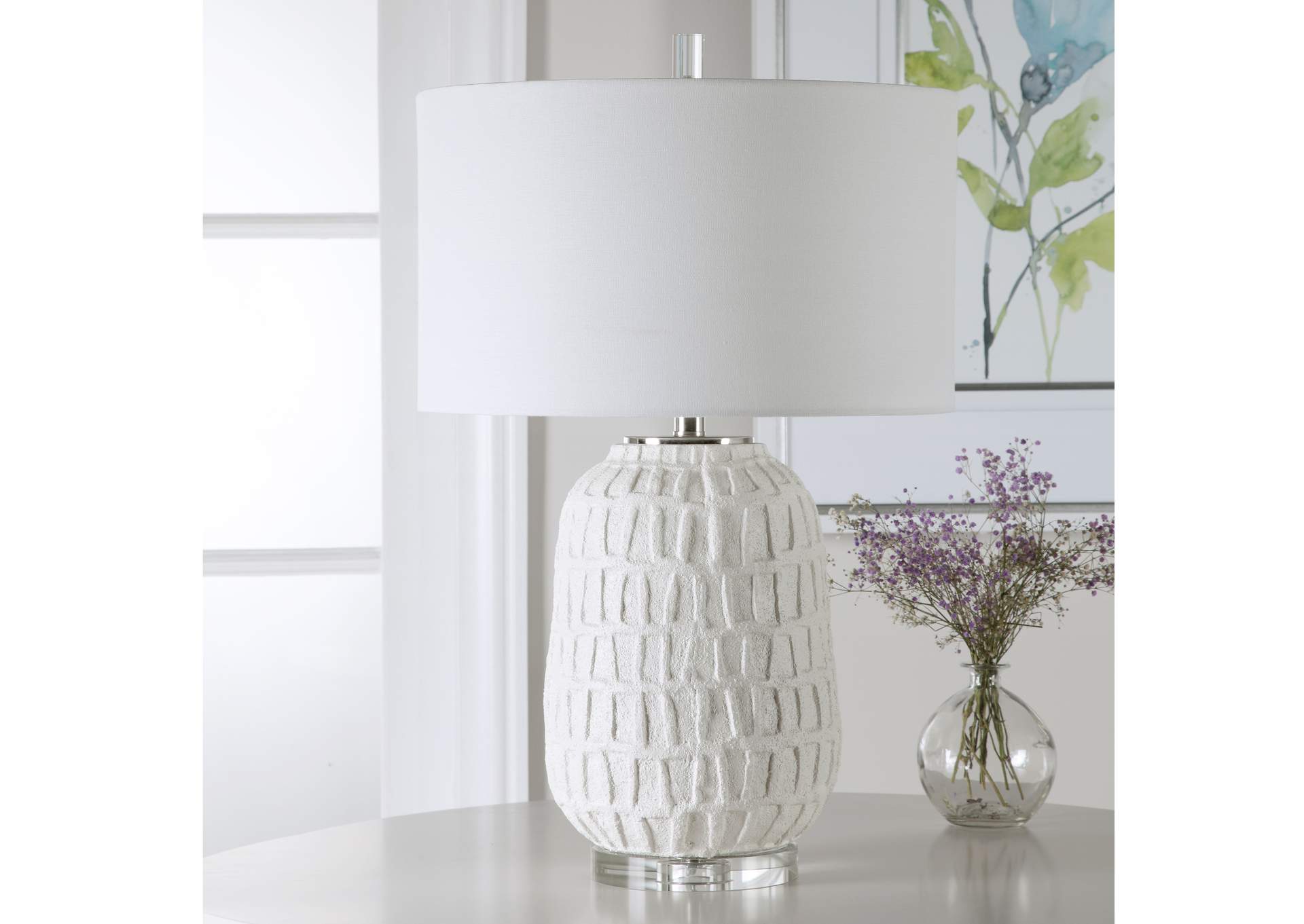Uttermost Caelina Textured White Table Lamp
