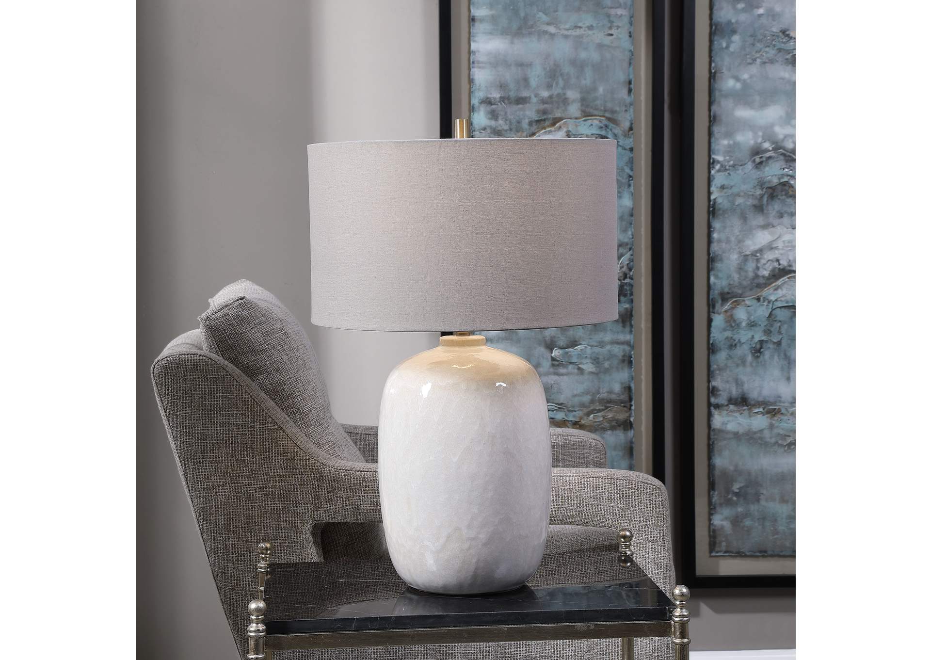 Uttermost Winterscape White Glaze Table Lamp