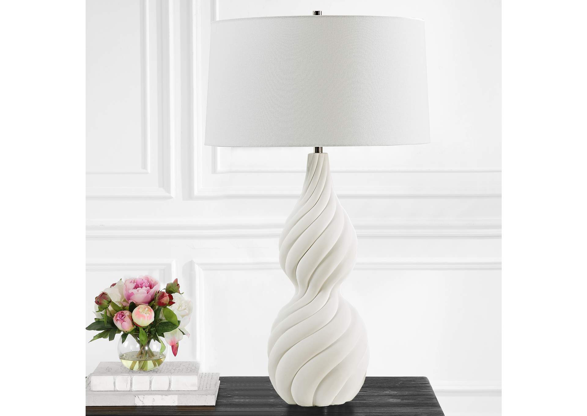 Uttermost Twisted Swirl White Table Lamp