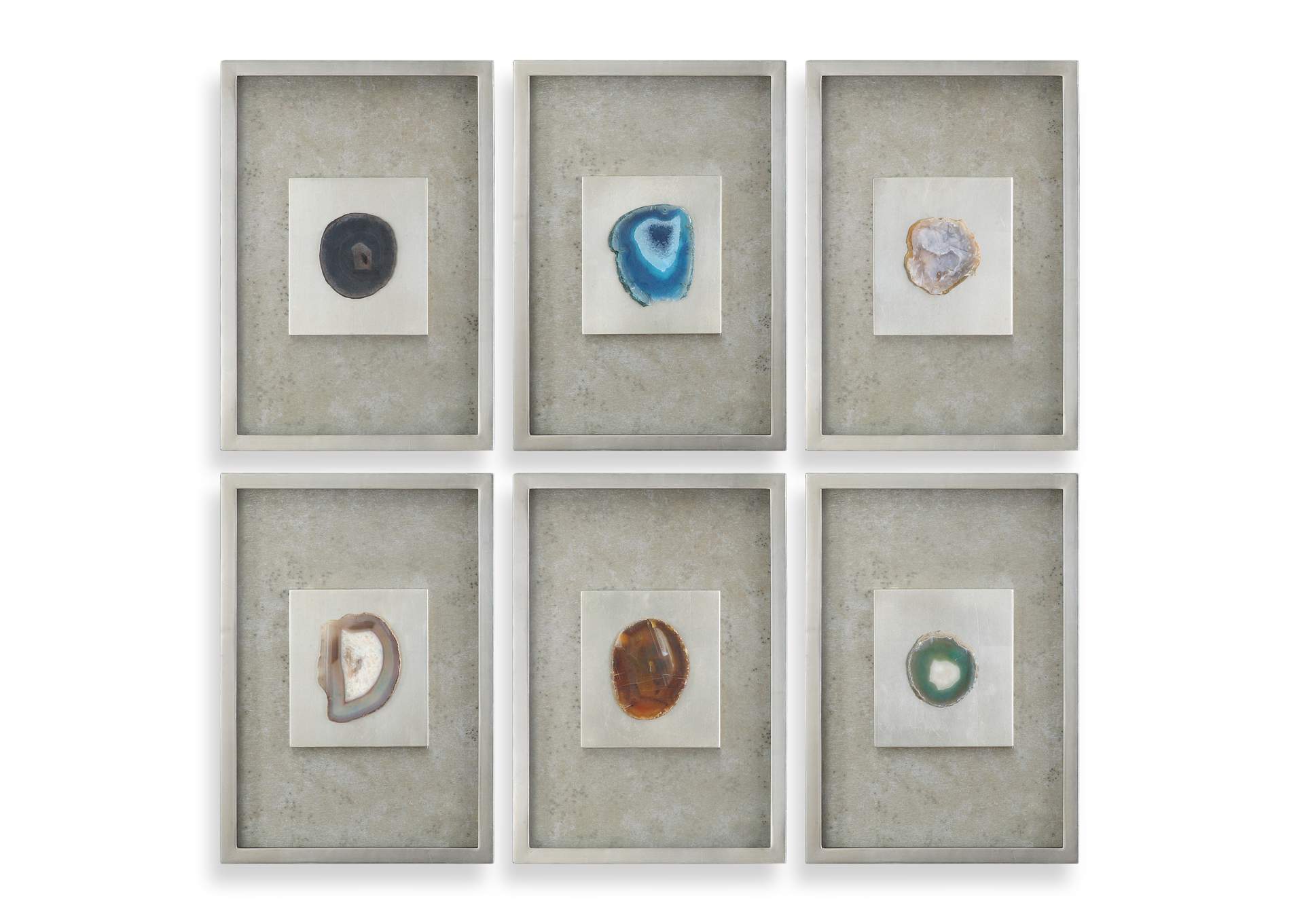 Uttermost Agate Stone Silver Wall Art