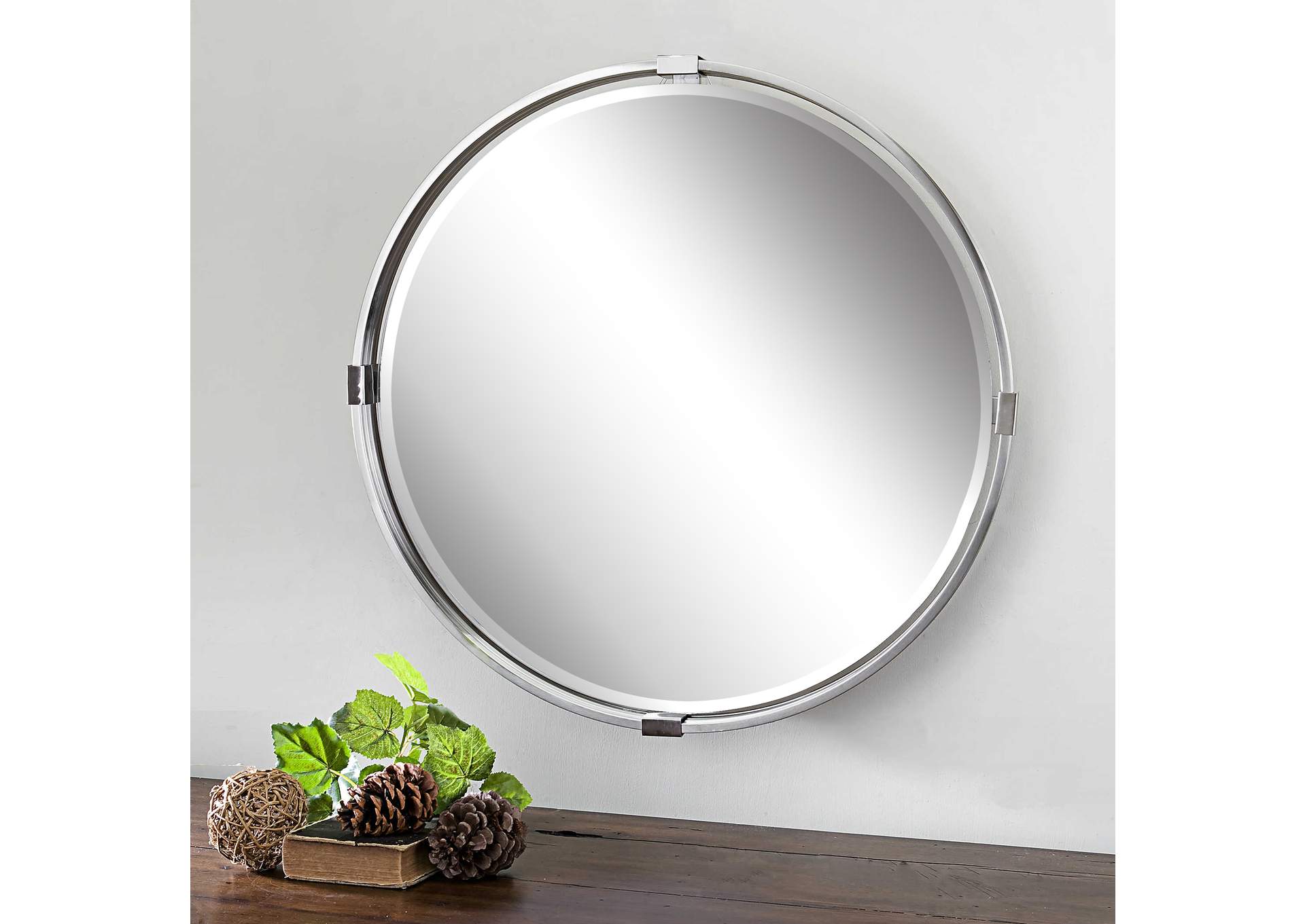 Uttermost Tazlina Brushed Nickel Round Mirror