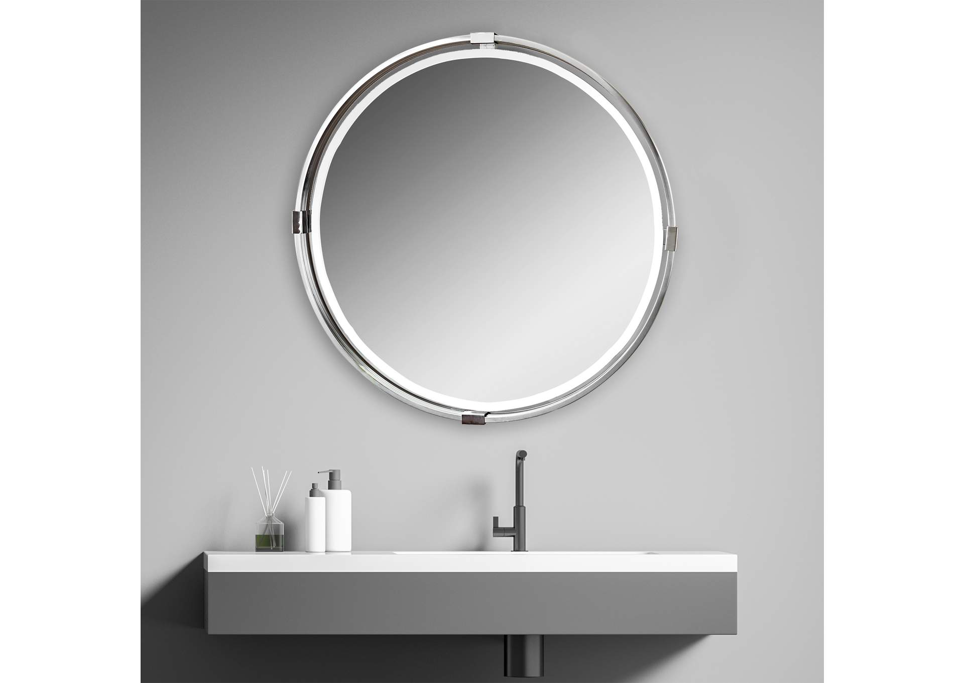 Uttermost Tazlina Brushed Nickel Round Mirror