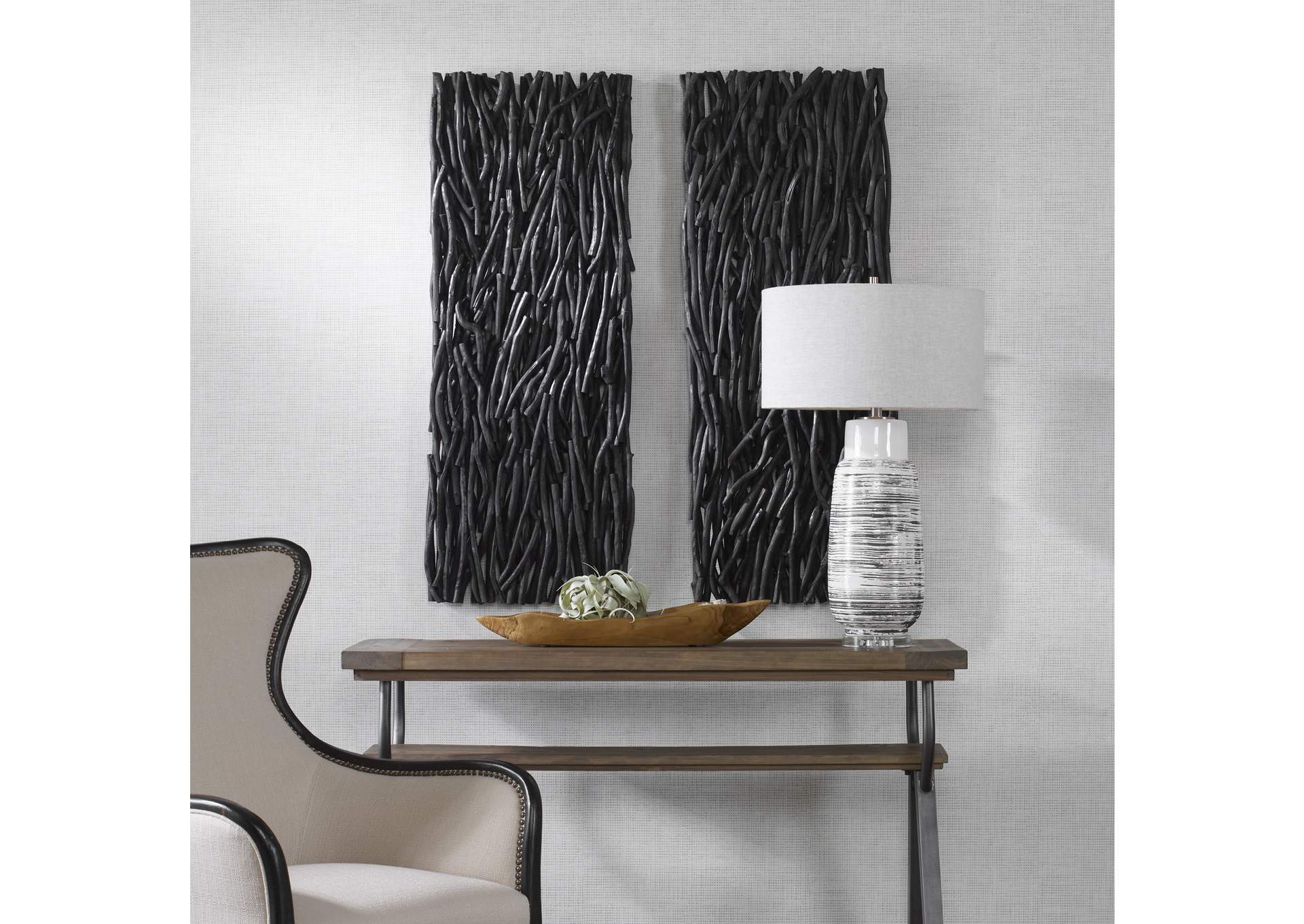 Uttermost Gathered Teak Black Wood Wall Decor