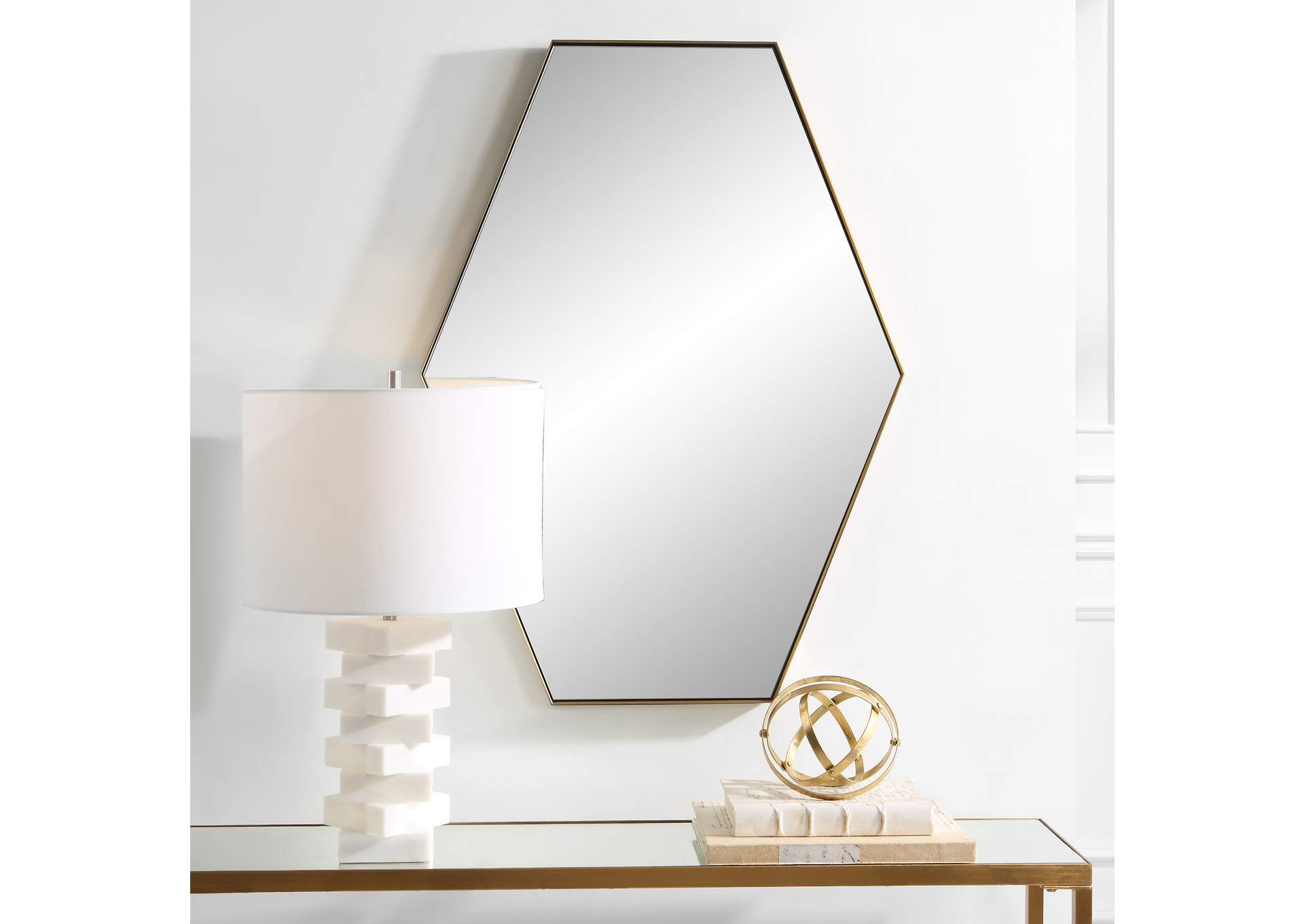 Uttermost Ankara Brass Hexagon Mirror