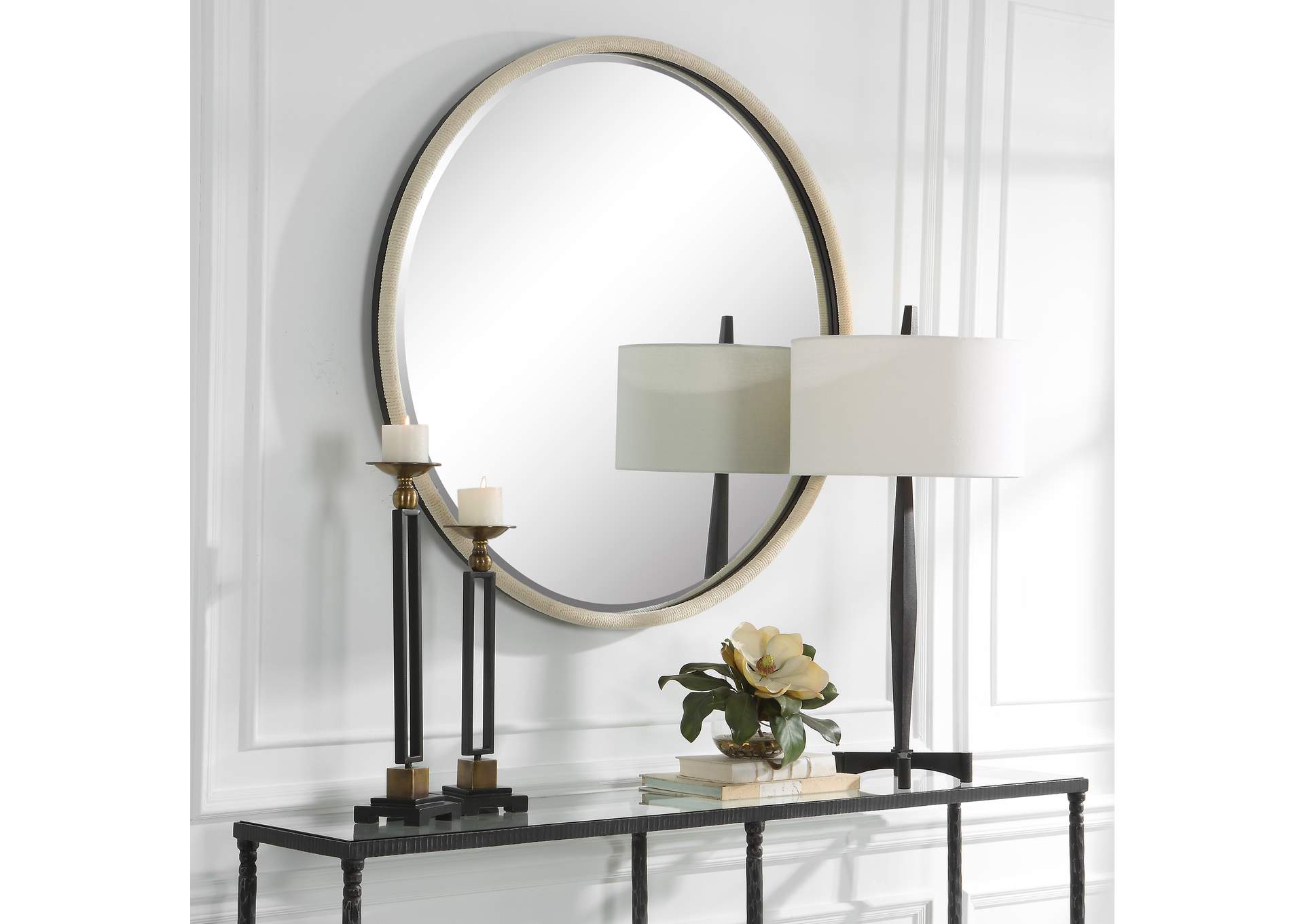 Uttermost Ranchero White Round Mirror