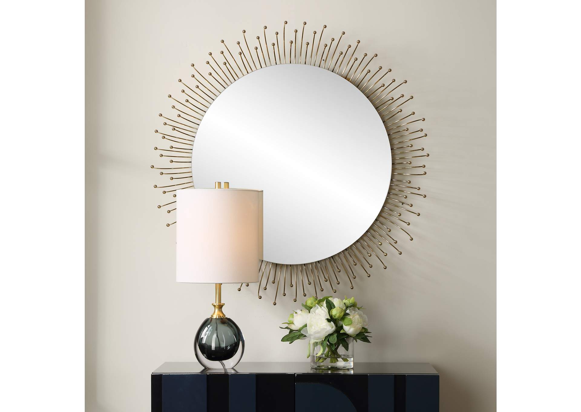 Uttermost Aga Round Gold Mirror