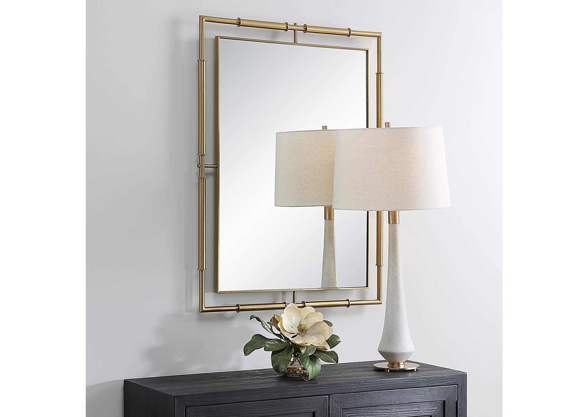 Uttermost It All Connected Rectangle Brass Mirror
