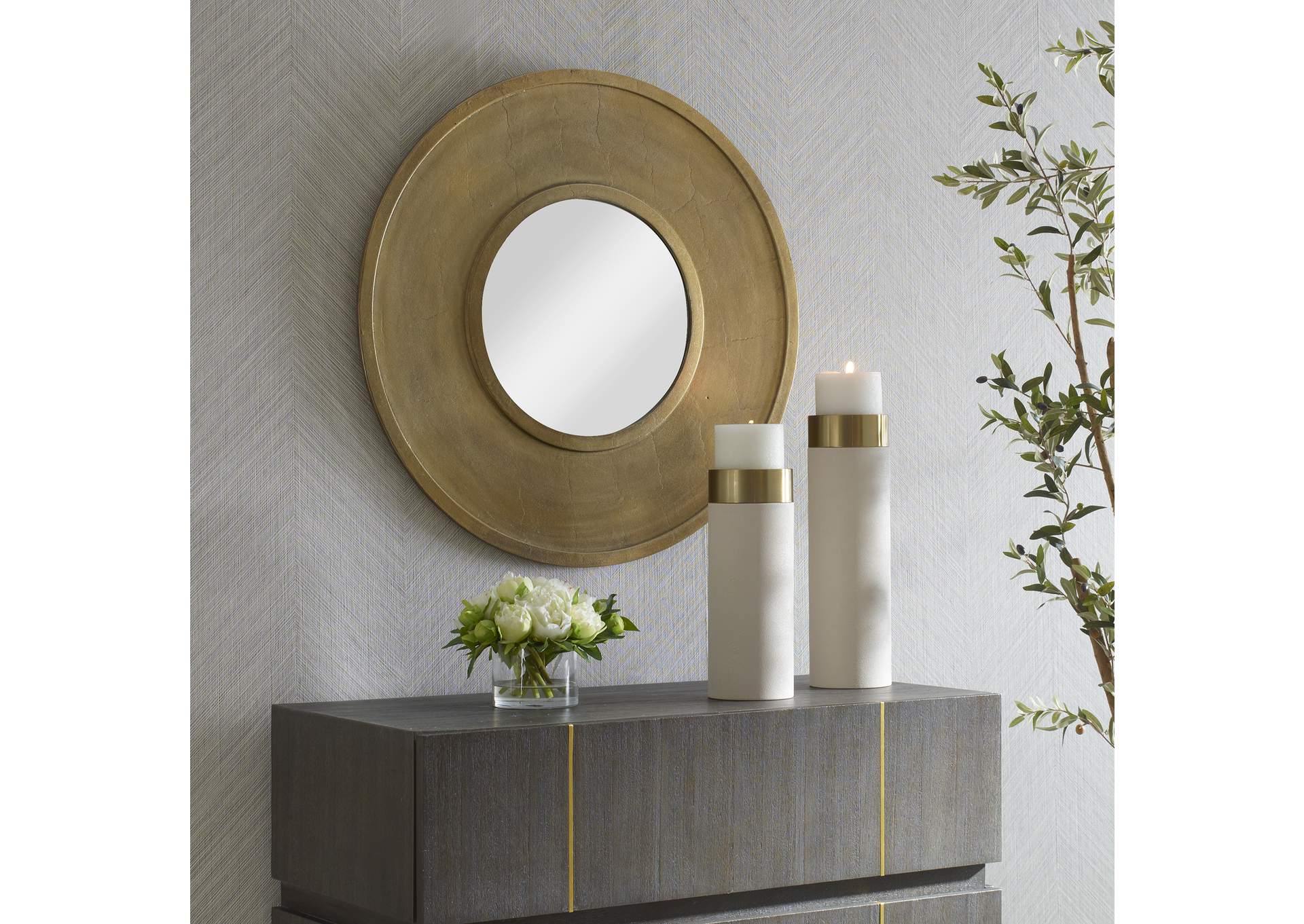 Uttermost Axel Round Brass Mirror