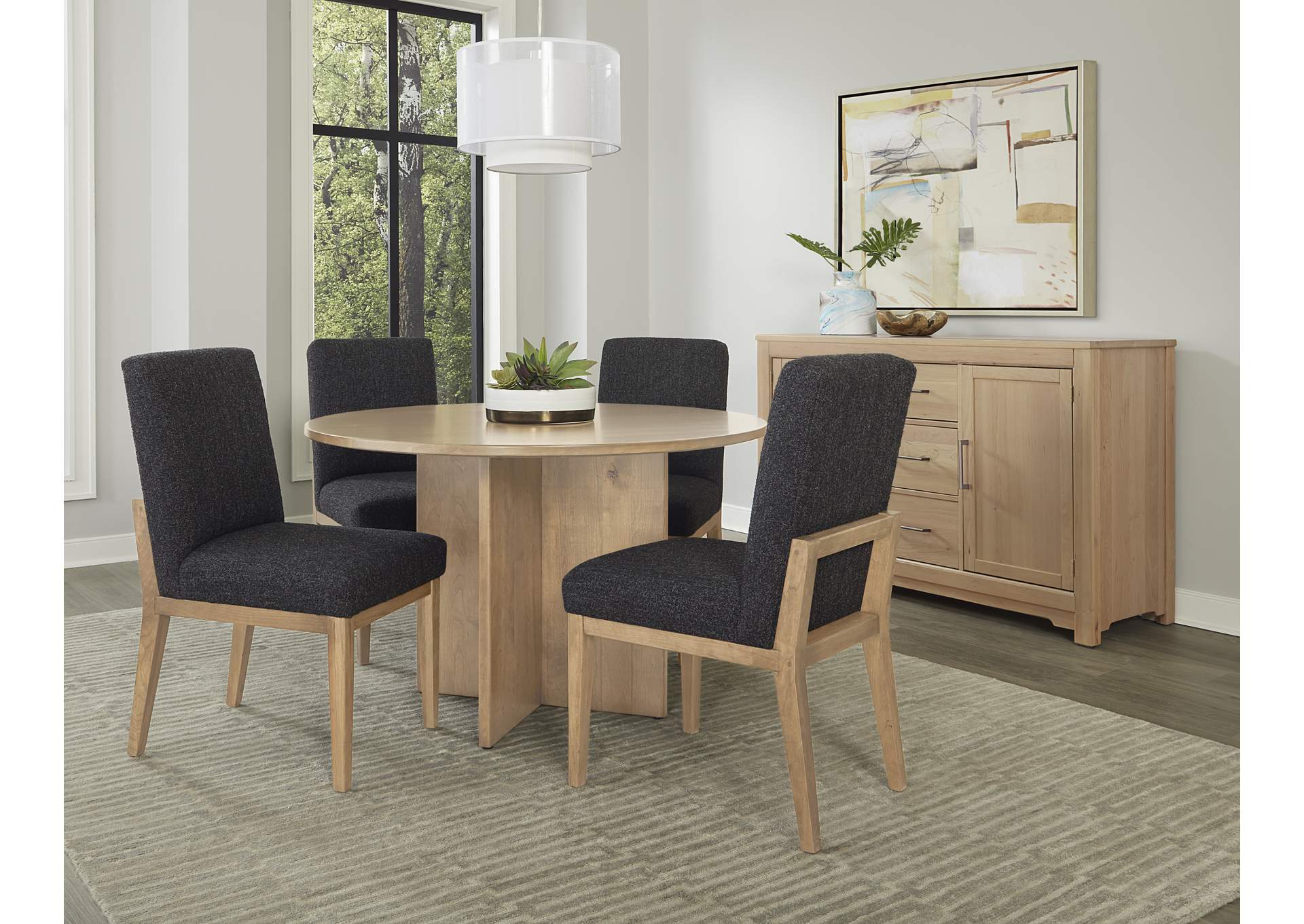 Crafted Cherry Dining - Bleached Upholstery Side Chair Black Fabric