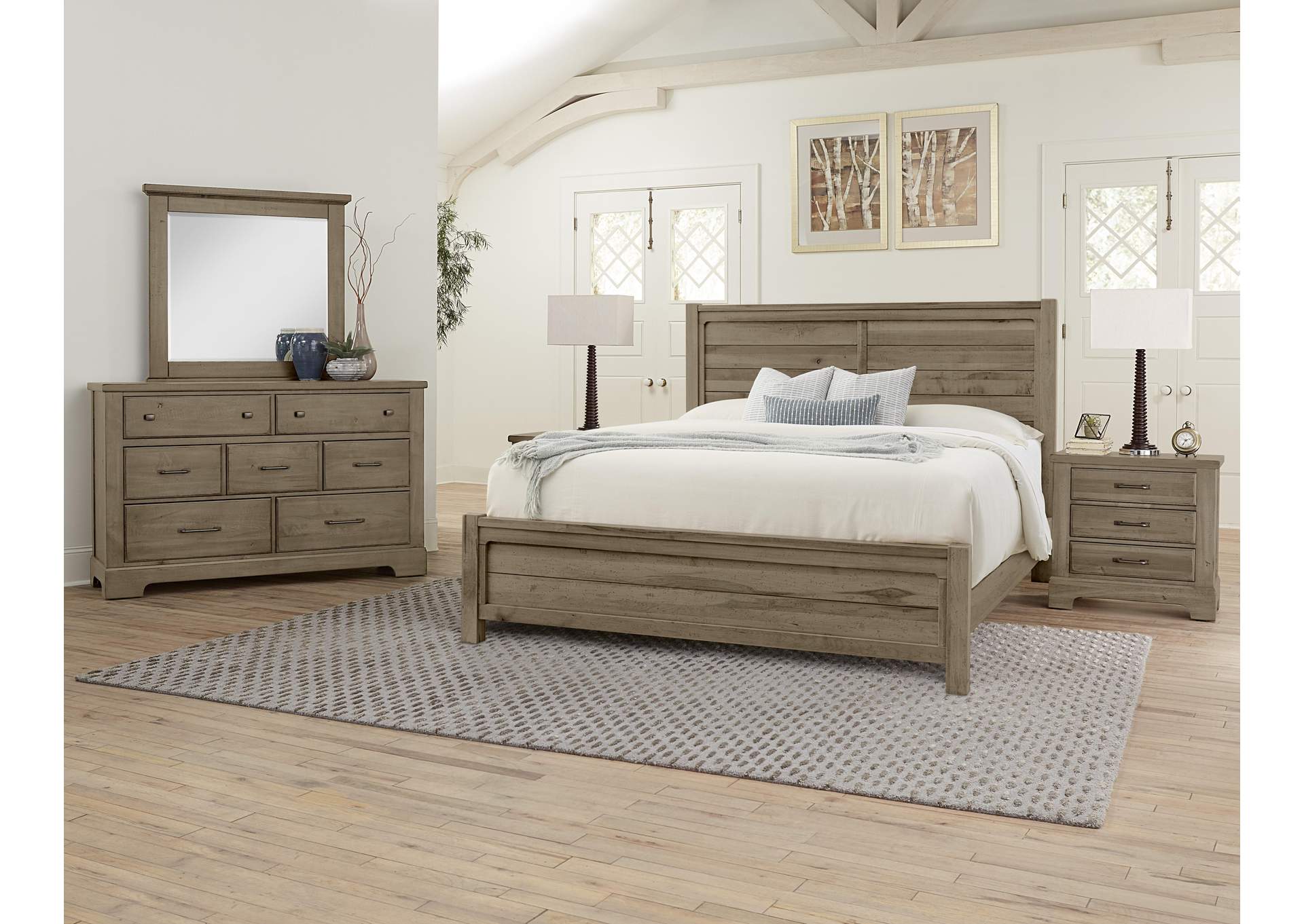 Cool Rustic-Stone Grey Queen Plank Bed image 4