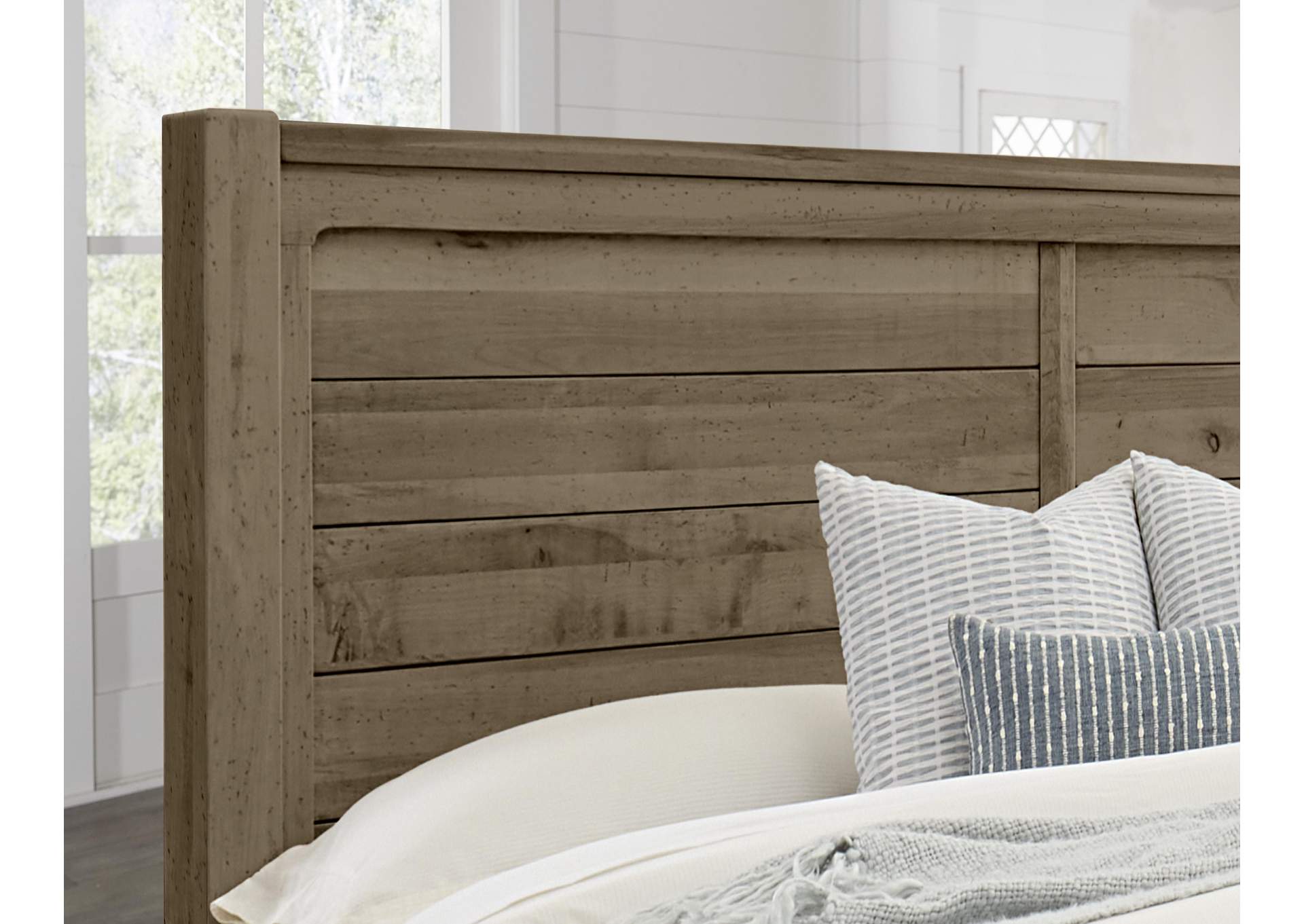 Cool Rustic-Stone Grey California King Plank Bed With Footboard Storage image 6