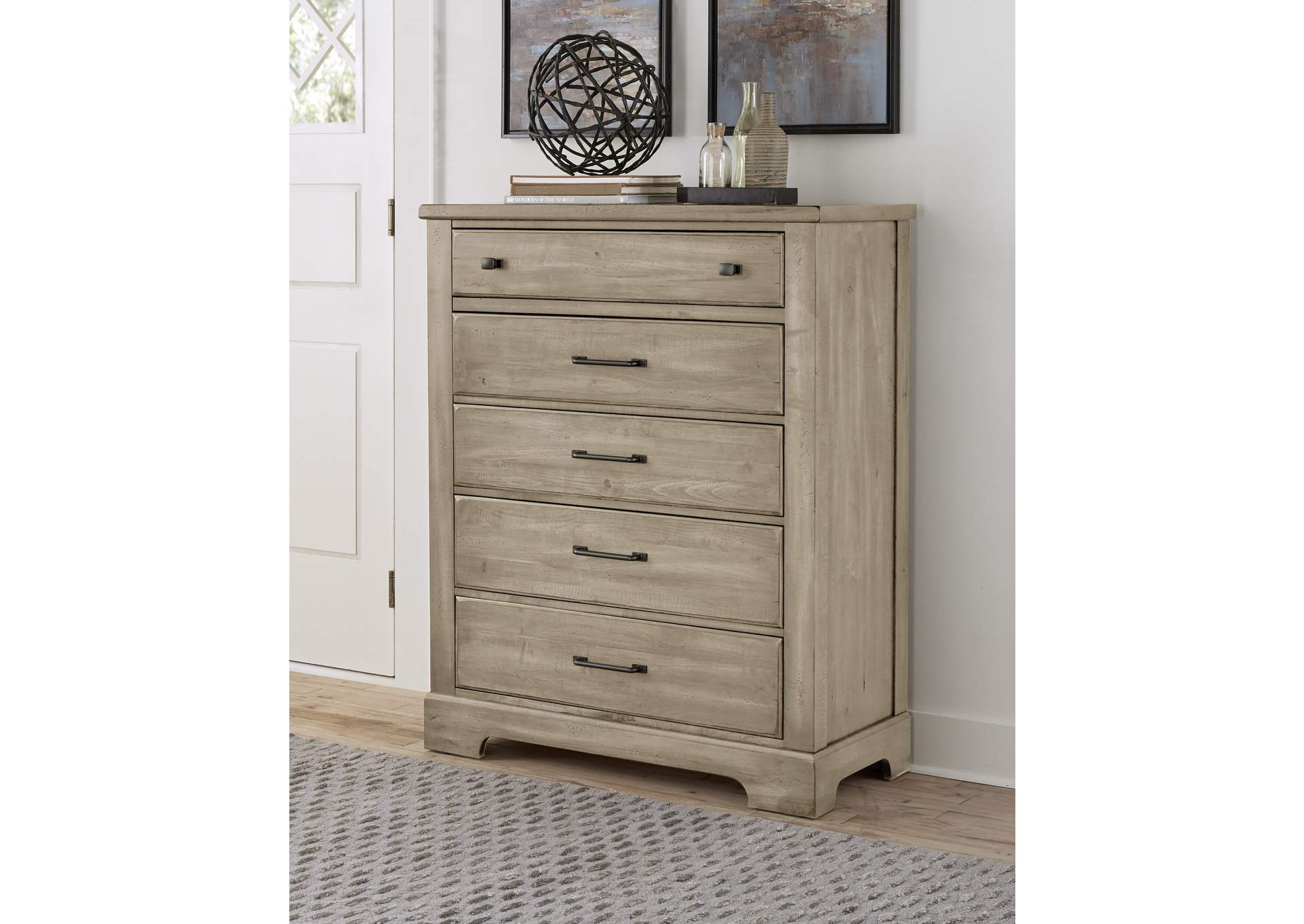 Cool Rustic-Clear Maple Chest - 5 Drawer