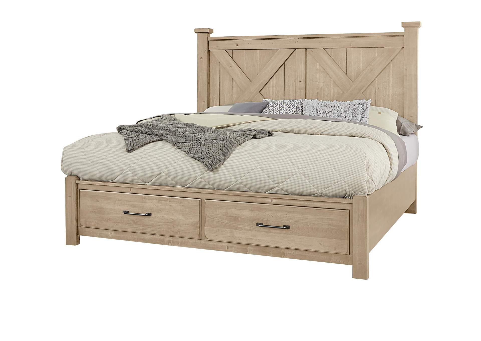 Cool Rustic-Clear Maple Cal King Bed With Footboard Storage image 1