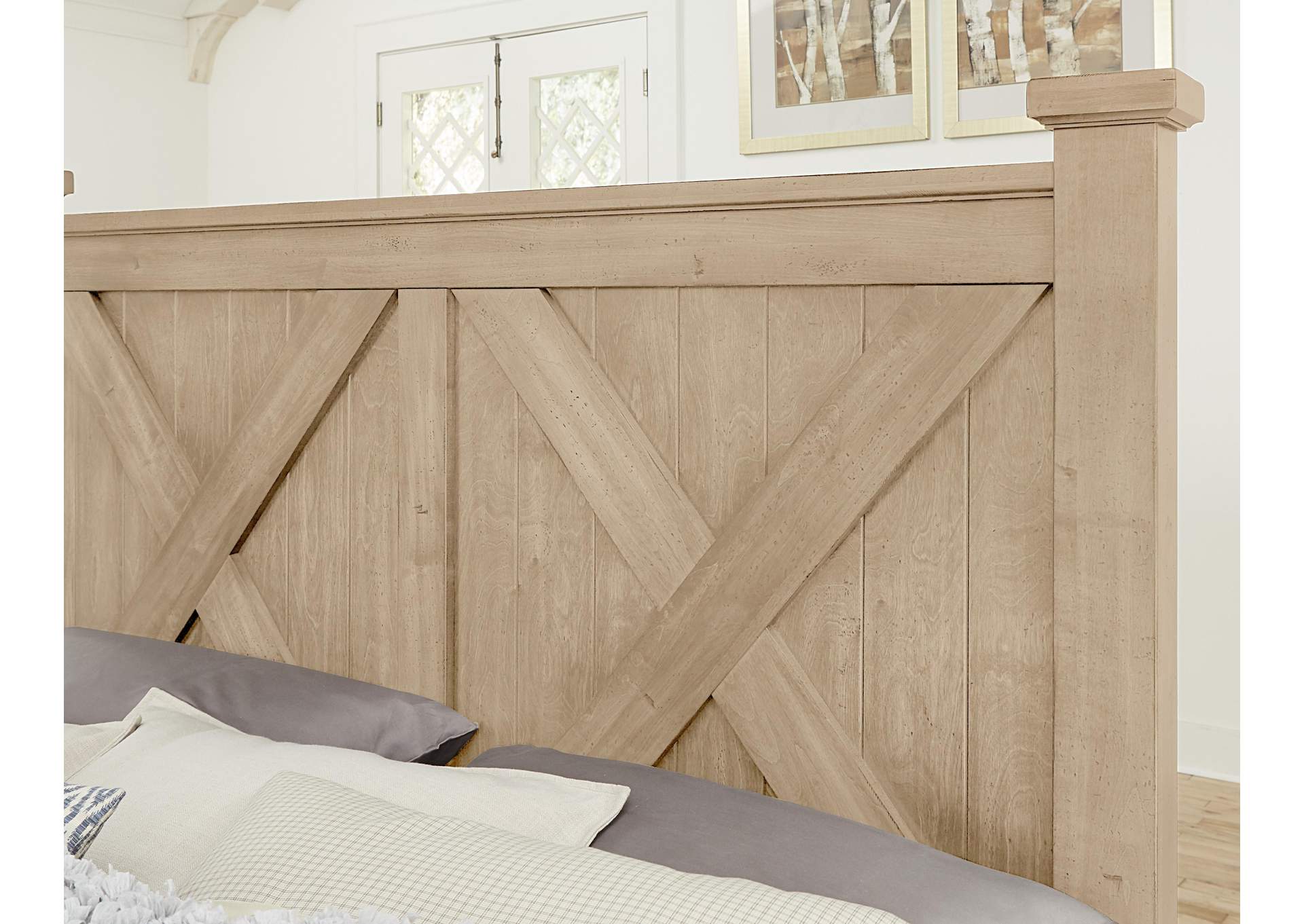 Cool Rustic-Clear Maple Cal King Bed With Footboard Storage image 4