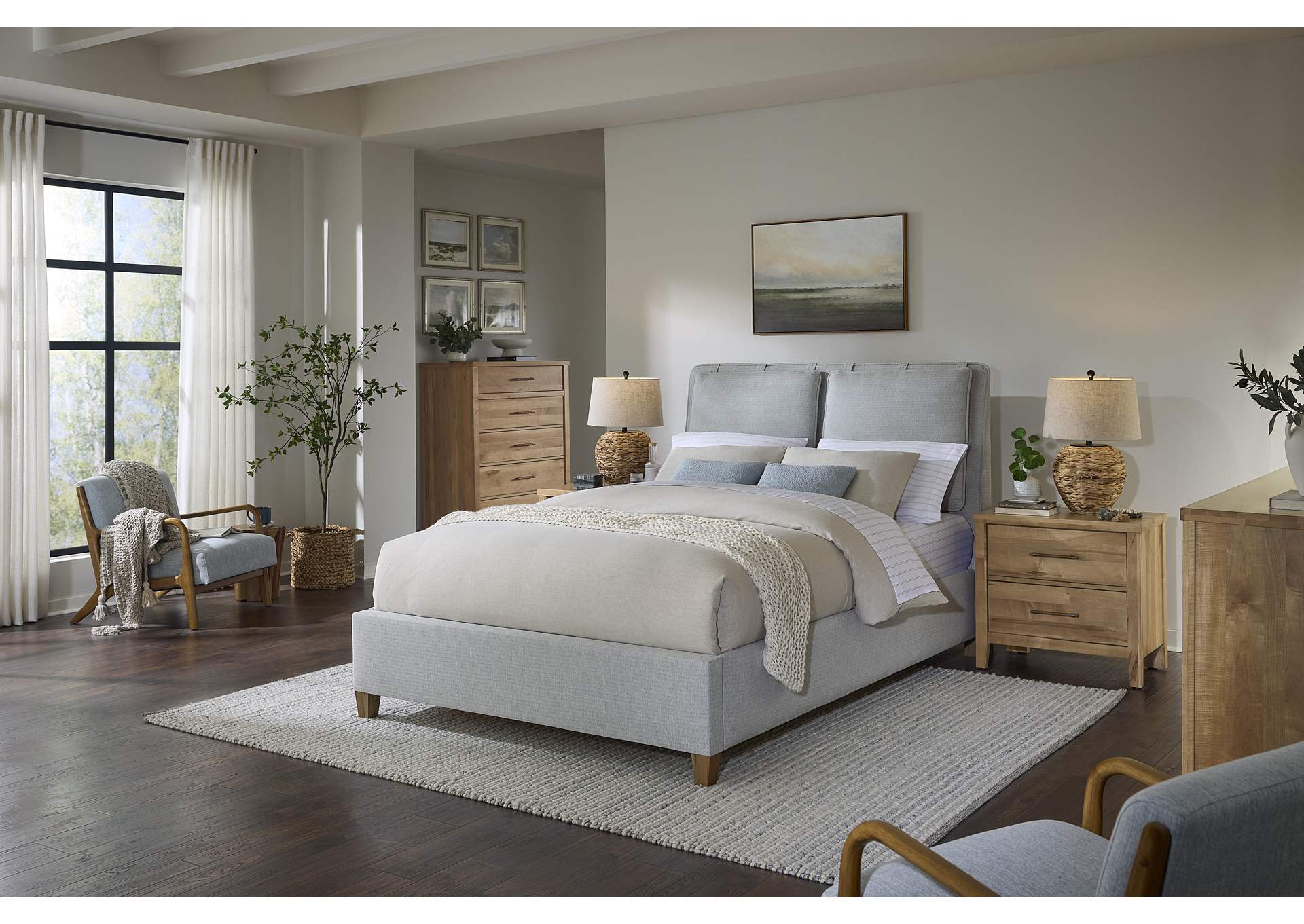 Pure Maple-Natural Maple Queen Upholstery Bed-Blue Mist image 5