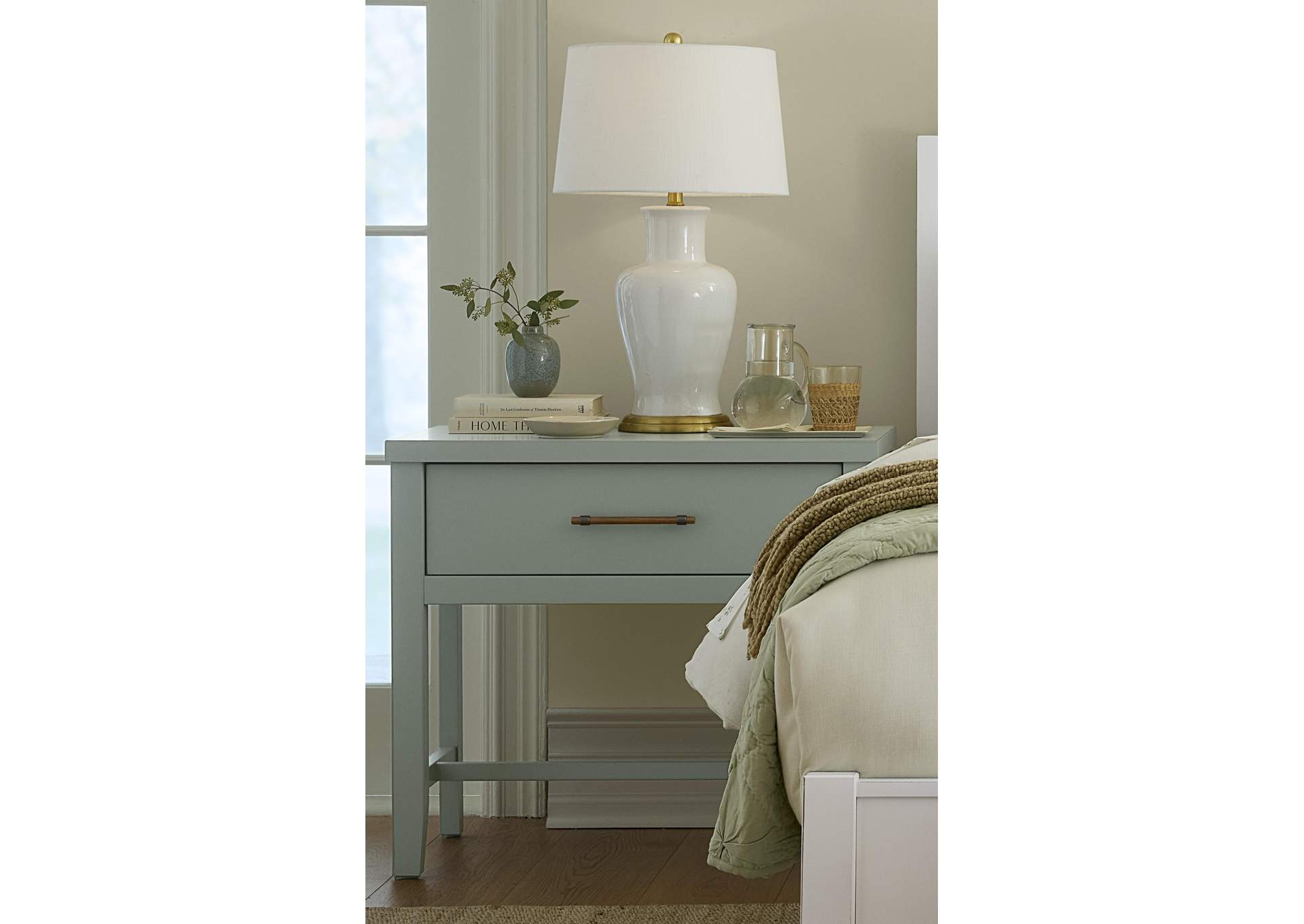 Pure Maple-Sage Bedside Table - 1 Drawer image 1