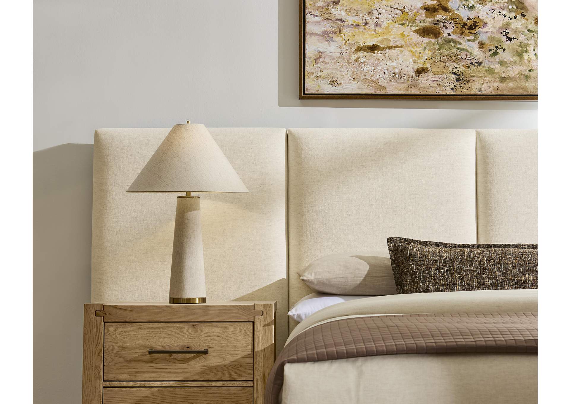 Joinery-Natural Oak Queen Upholstery Wall Bed-Ivory Cream image 3