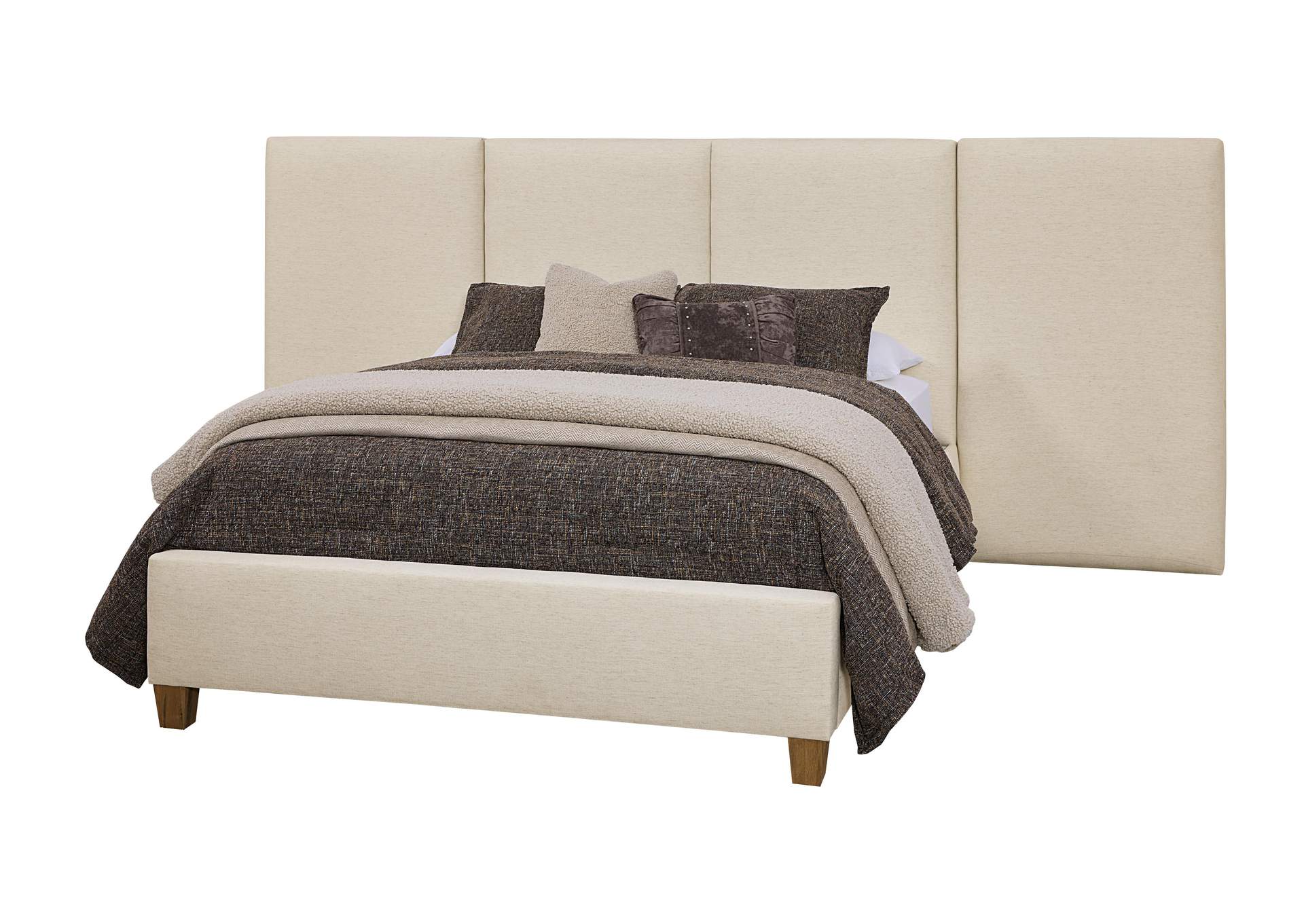 Joinery-Natural Oak Queen Upholstery Wall Bed-Ivory Cream image 1