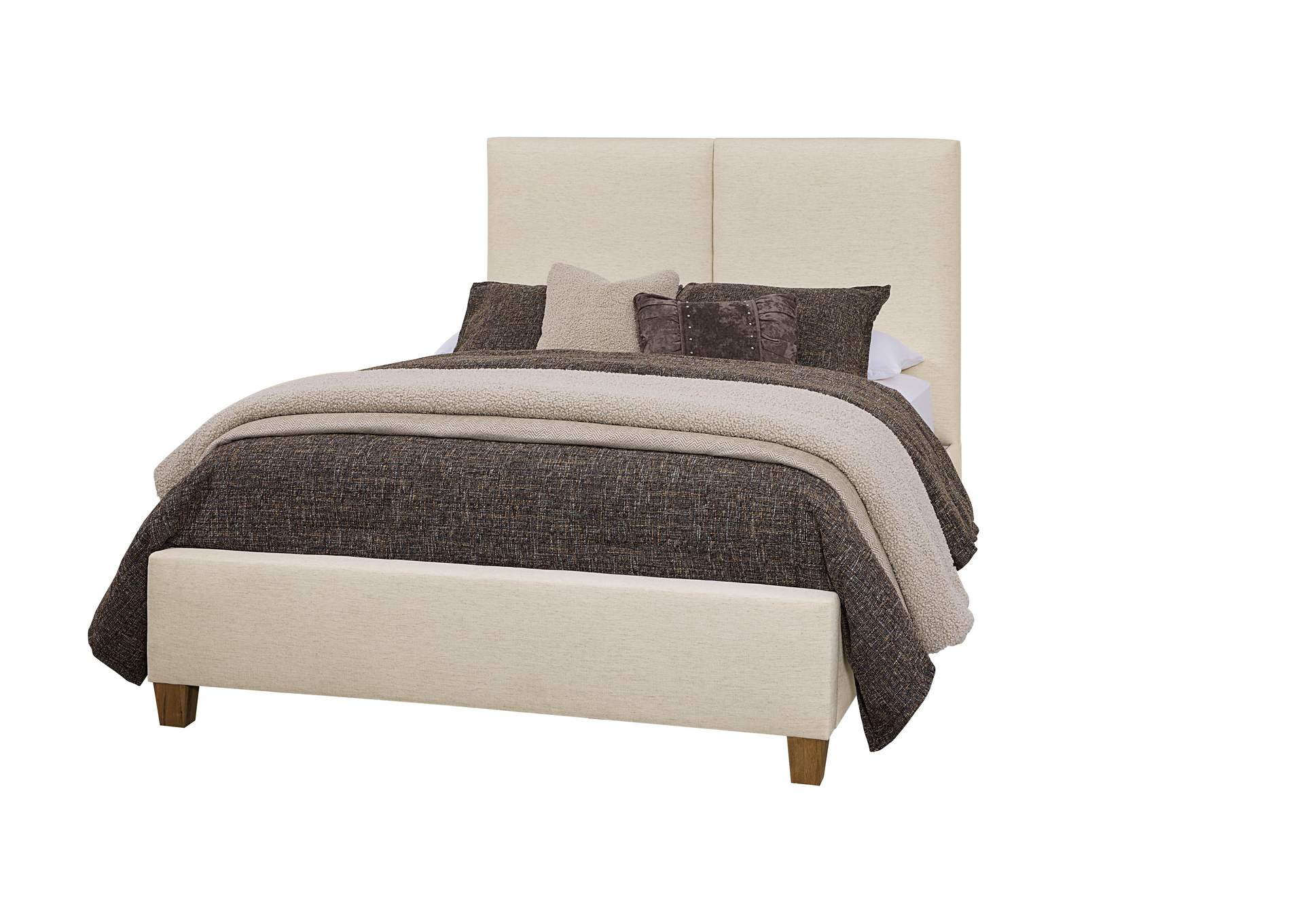 Joinery-Natural Oak Queen Upholstery Bed-Ivory Cream image 1
