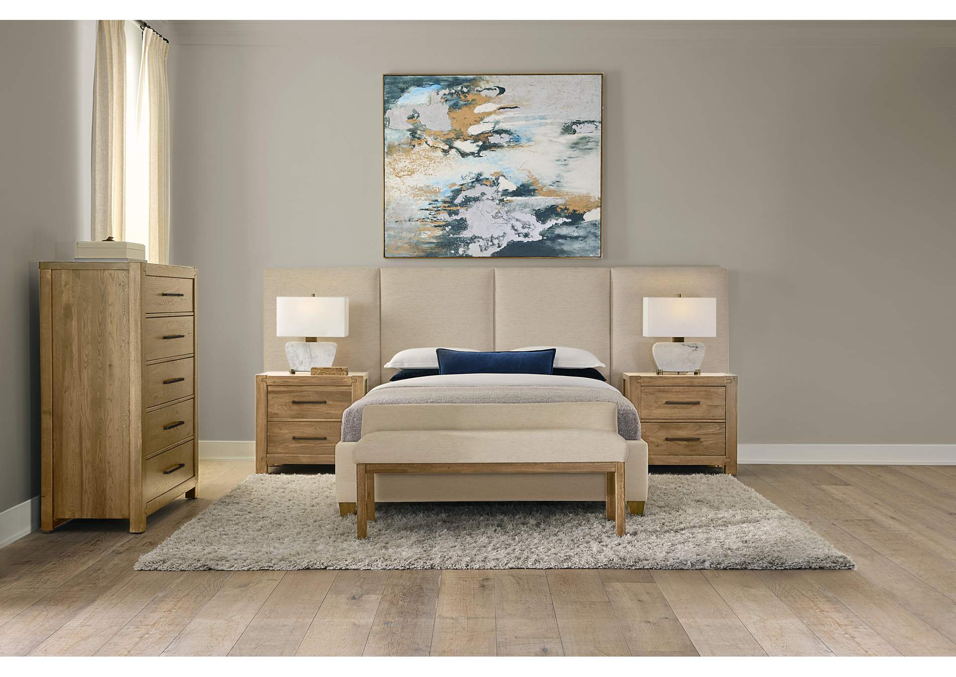 Joinery-Natural Oak Queen Upholstery Wall Bed-Ivory Cream image 6