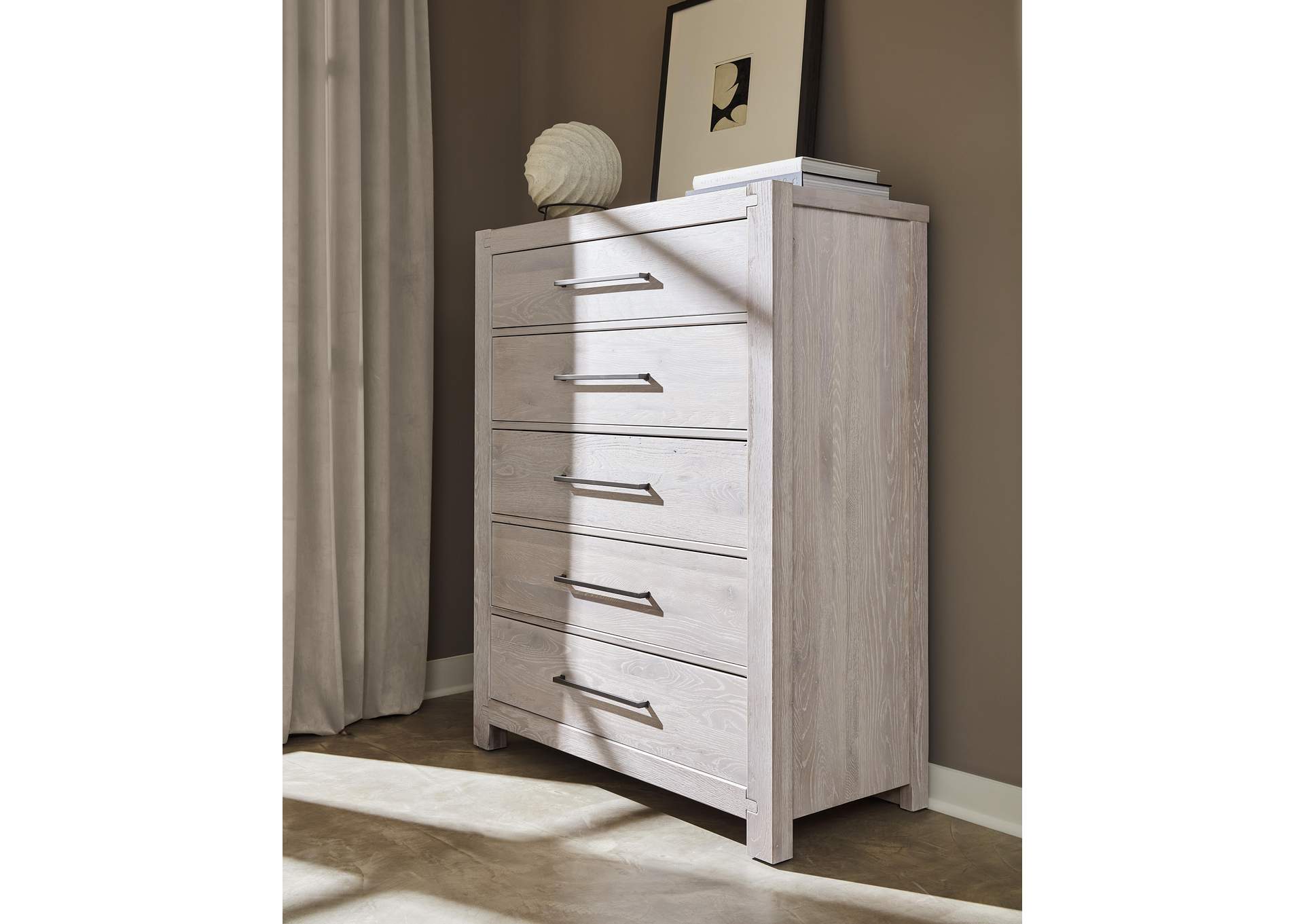 Joinery-Washed White Oak Chest - 5 Drawer image 4