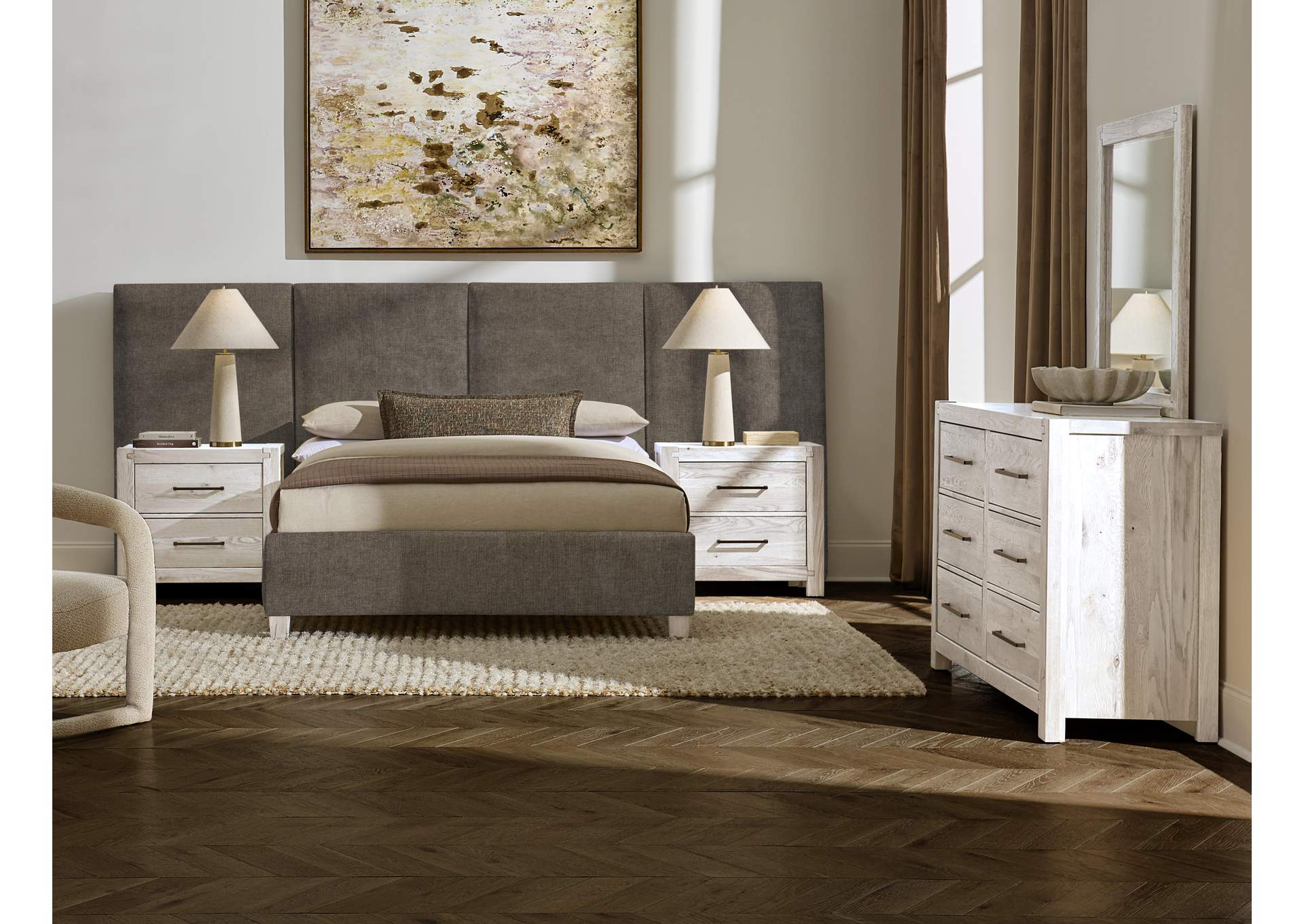 Joinery-Washed White Oak Queen Upholstery Wallbed-Brindle Grey image 6