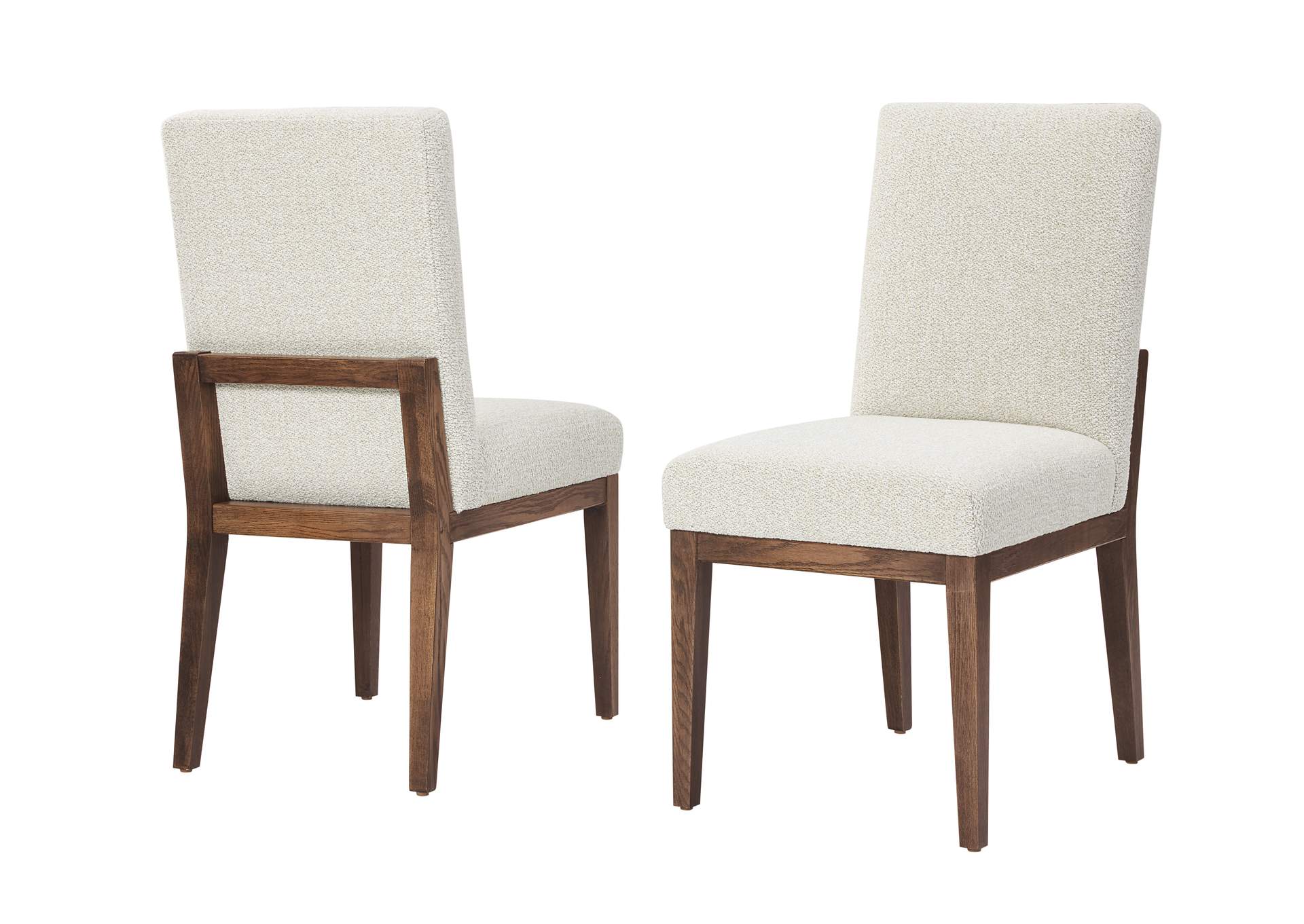 Dovetail Dining-Natural Upholstery Side Chair Oatmeal Fabric