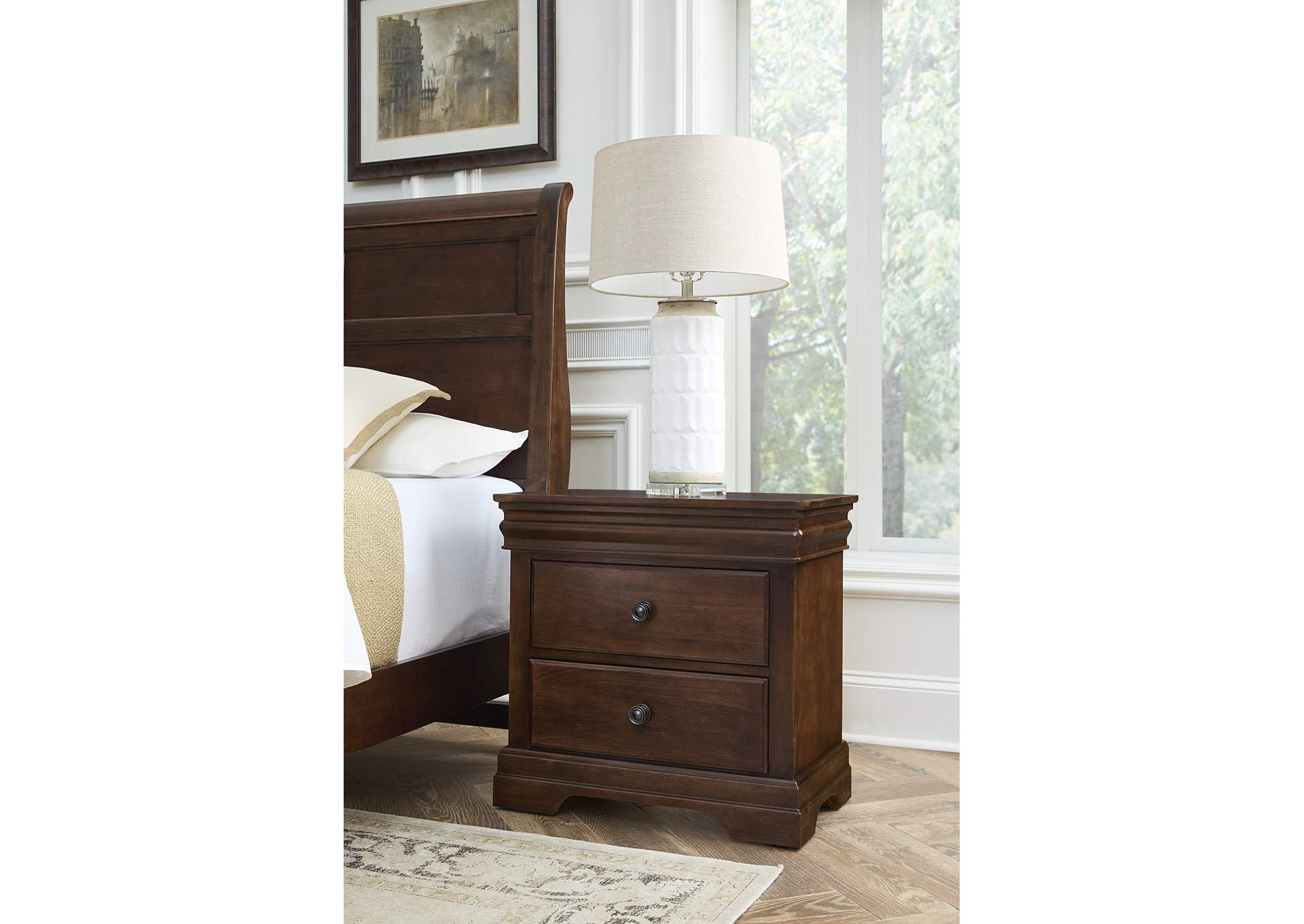 Vista - Warm Cherry Nightstand - 2 Drawer