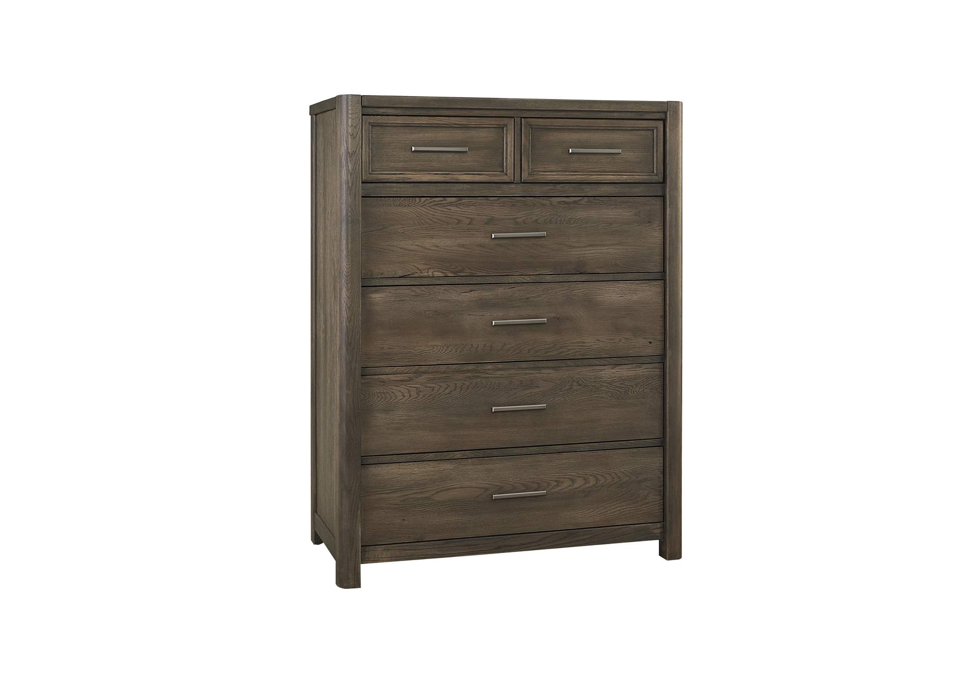 Crafted Oak-Aged Grey Chest - 5 Drawer