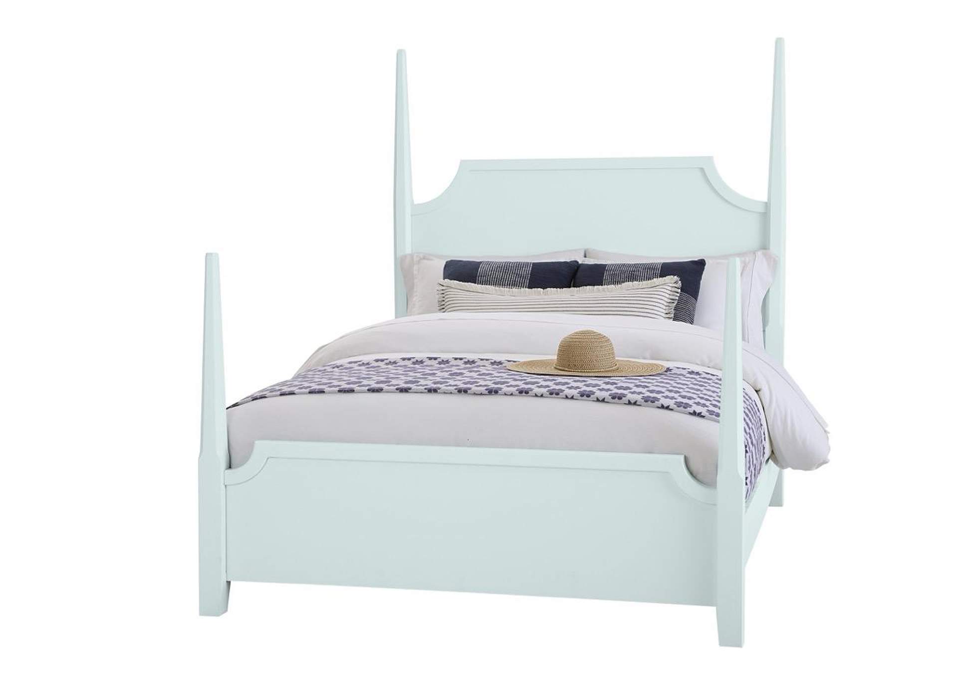 Tide & Timber-Misty Blue Maple Queen Pencil Poster Bed
