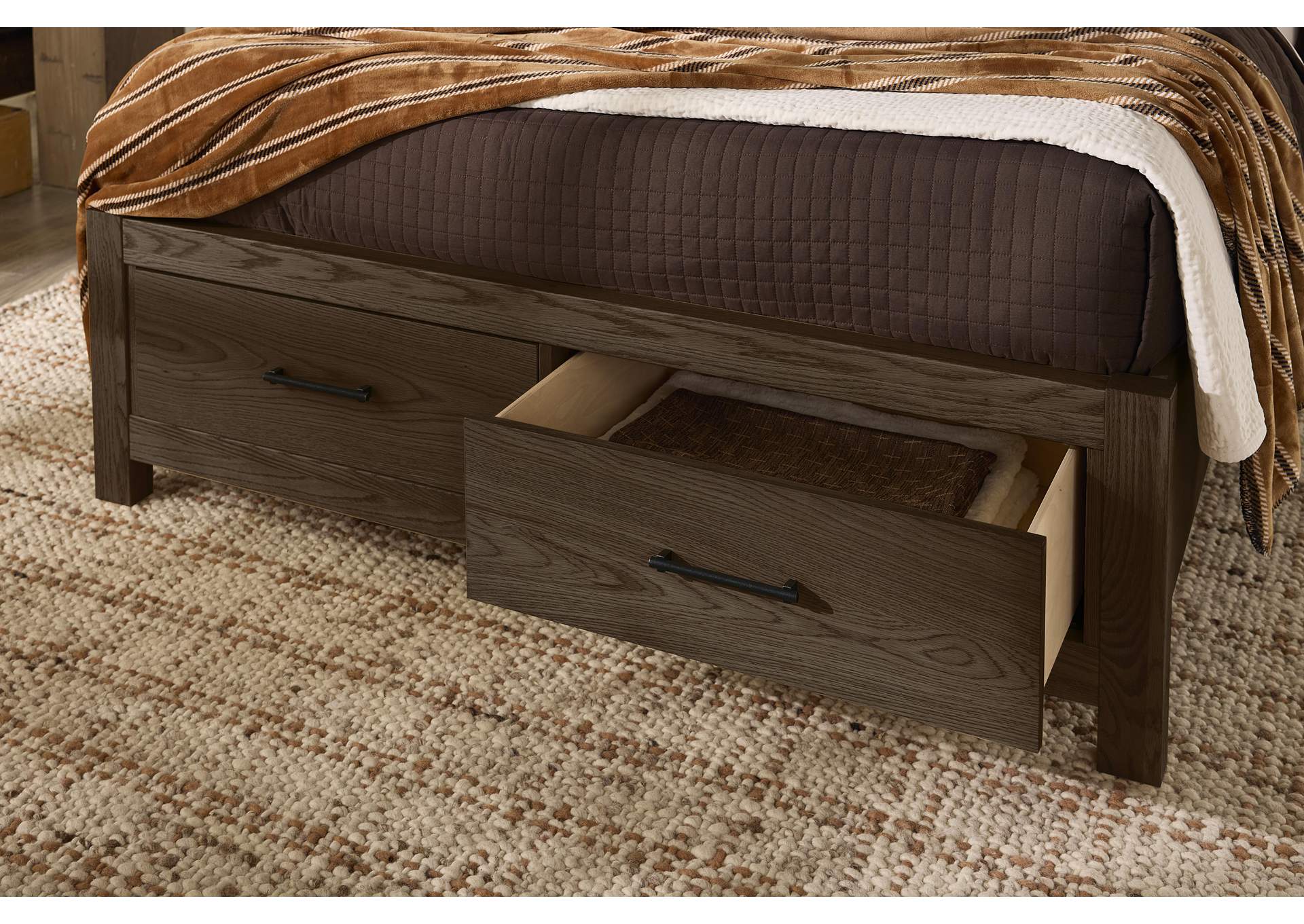 Lodge & Loft-Dark Oak King Radius Poster Bed With Footboard Storage image 3