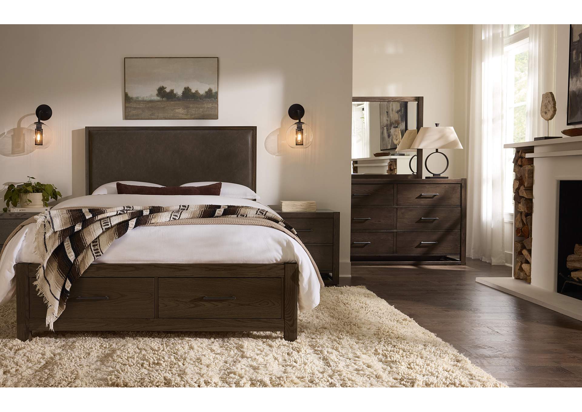 Lodge & Loft-Dark Oak King Upholstery Storage Bed - Sedona Brown image 4