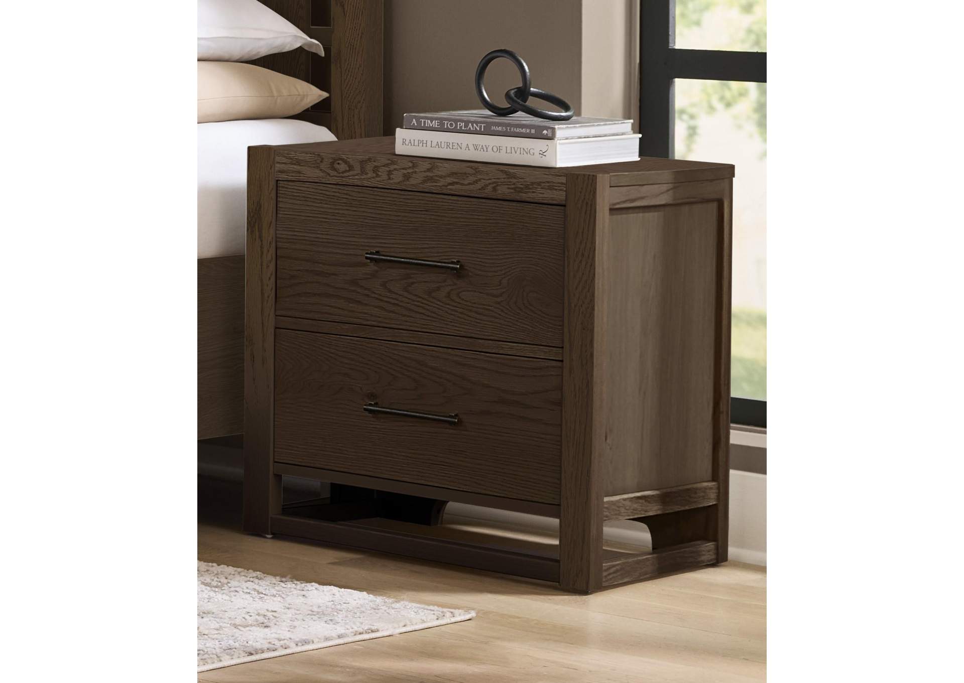 Lodge & Loft-Dark Oak Nightstand - 2 Drawer image 1