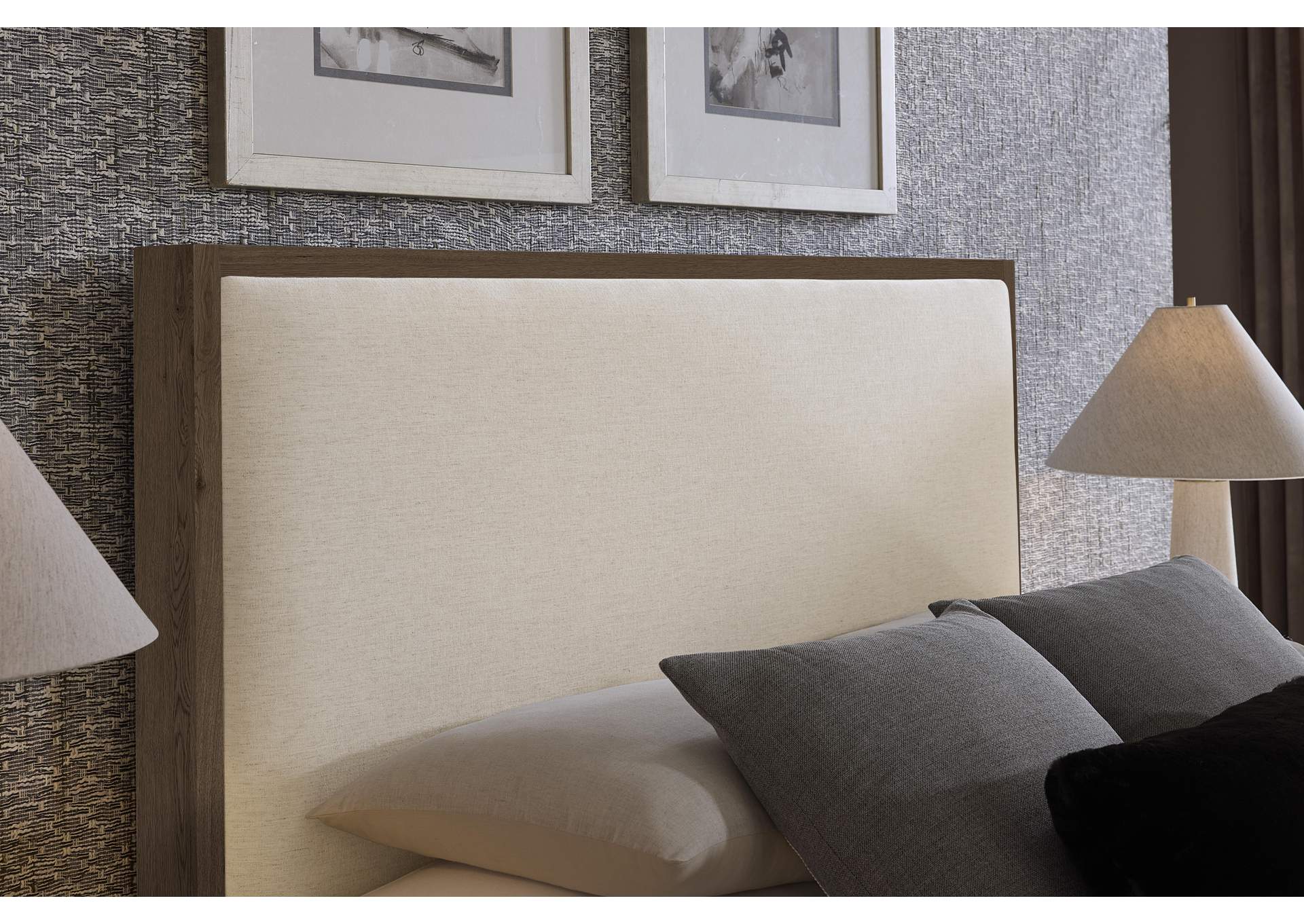 Lodge & Loft-Dark Oak Cal King Upholstery Bed - Ivory Cream image 3