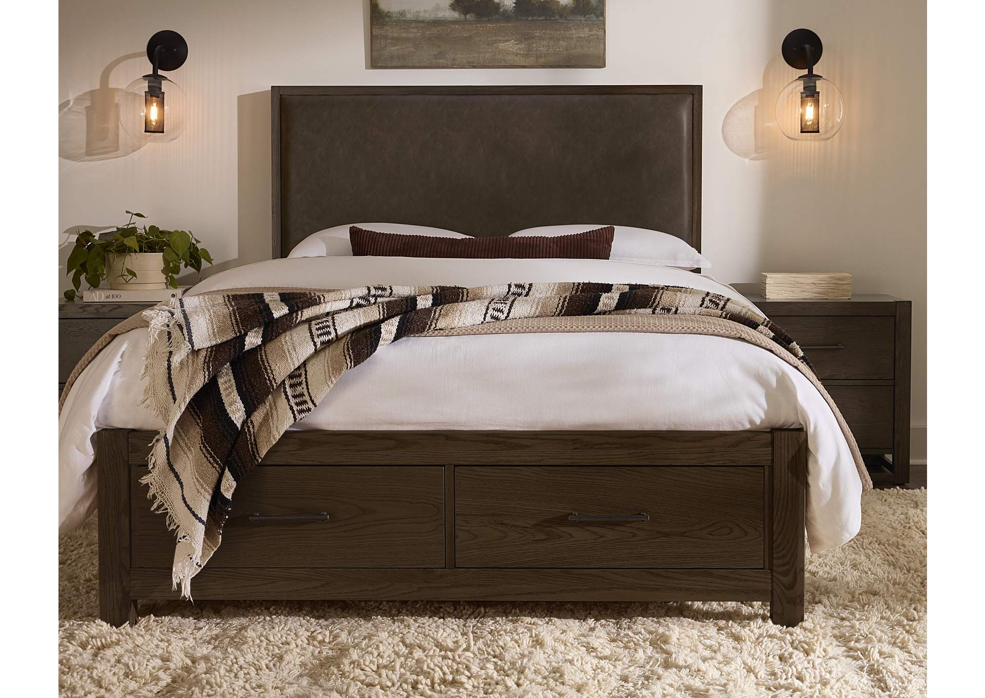 Lodge & Loft-Dark Oak King Upholstery Storage Bed - Sedona Brown image 1