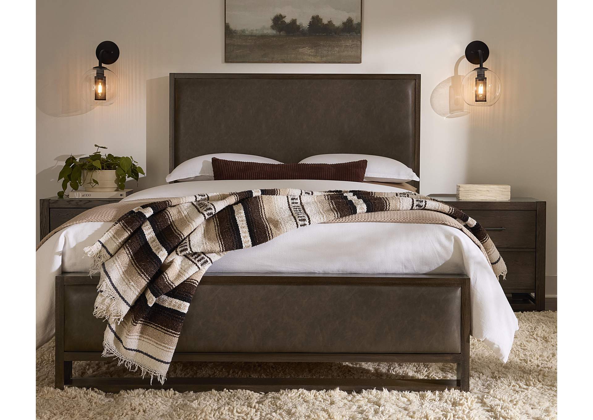 Lodge & Loft-Dark Oak Queen Upholstery Bed - Sedona Brown image 1