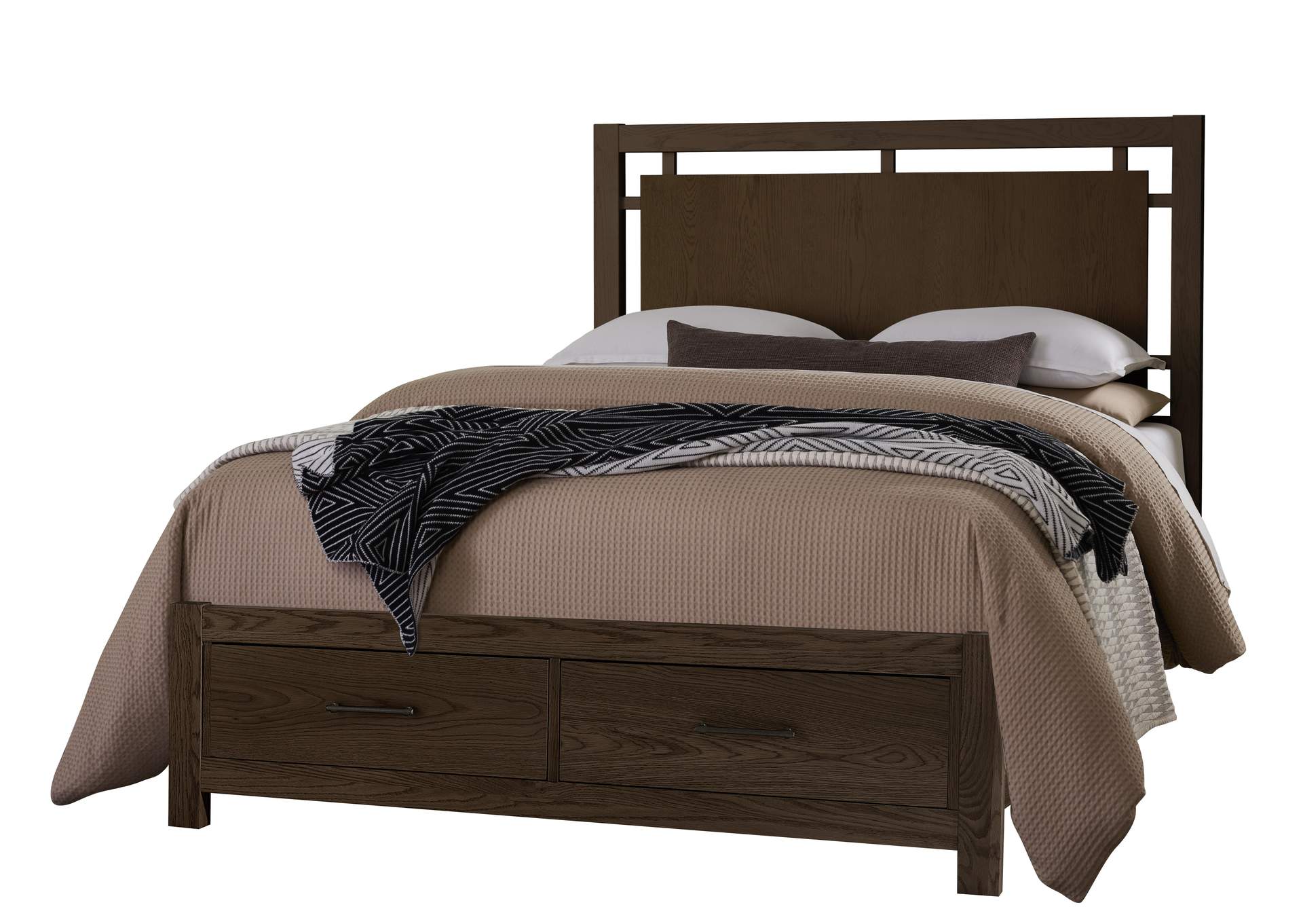 Lodge & Loft-Dark Oak King Floating Panel Bed With Footboard Storage image 1