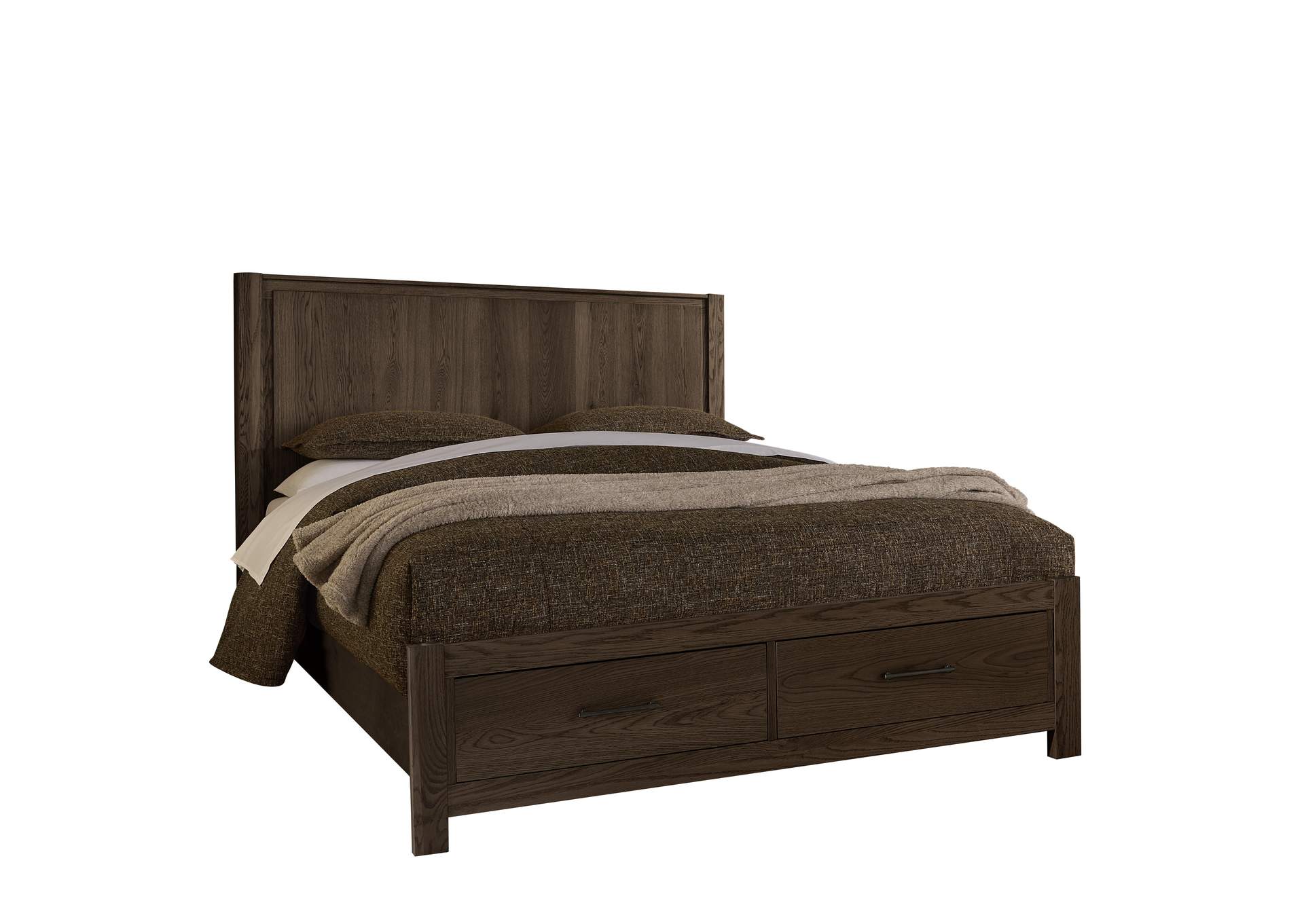 Lodge & Loft-Dark Oak King Radius Poster Bed With Footboard Storage image 1