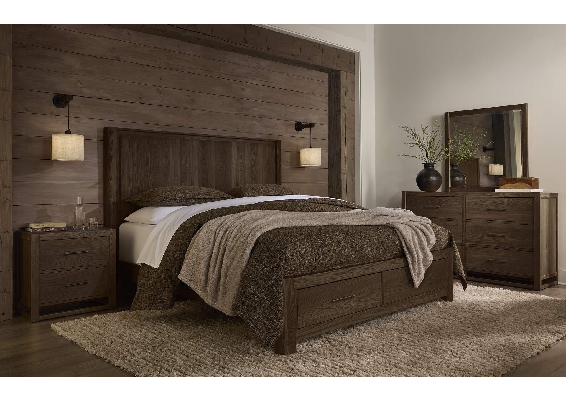 Lodge & Loft-Dark Oak King Radius Poster Bed With Footboard Storage image 4