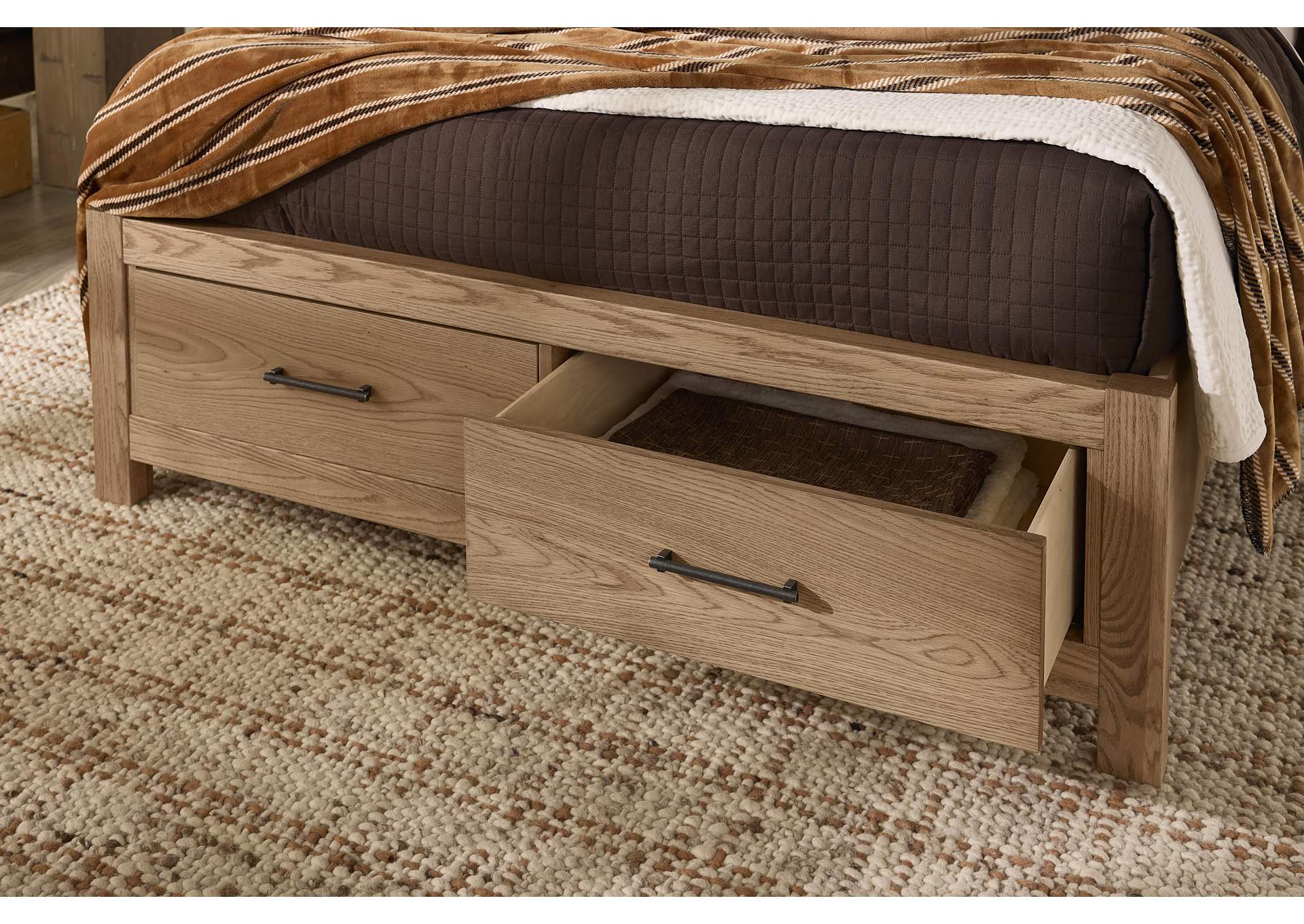 Lodge & Loft-Blond Oak King Radius Poster Bed With Footboard Storage image 4