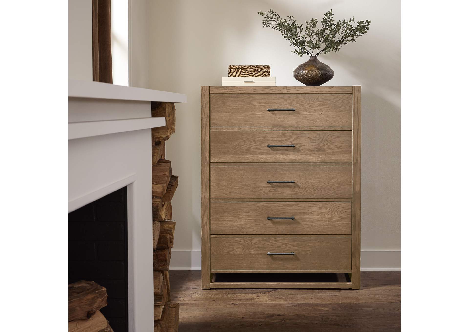 Lodge & Loft-Blond Oak Chest - 5 Drawer image 1