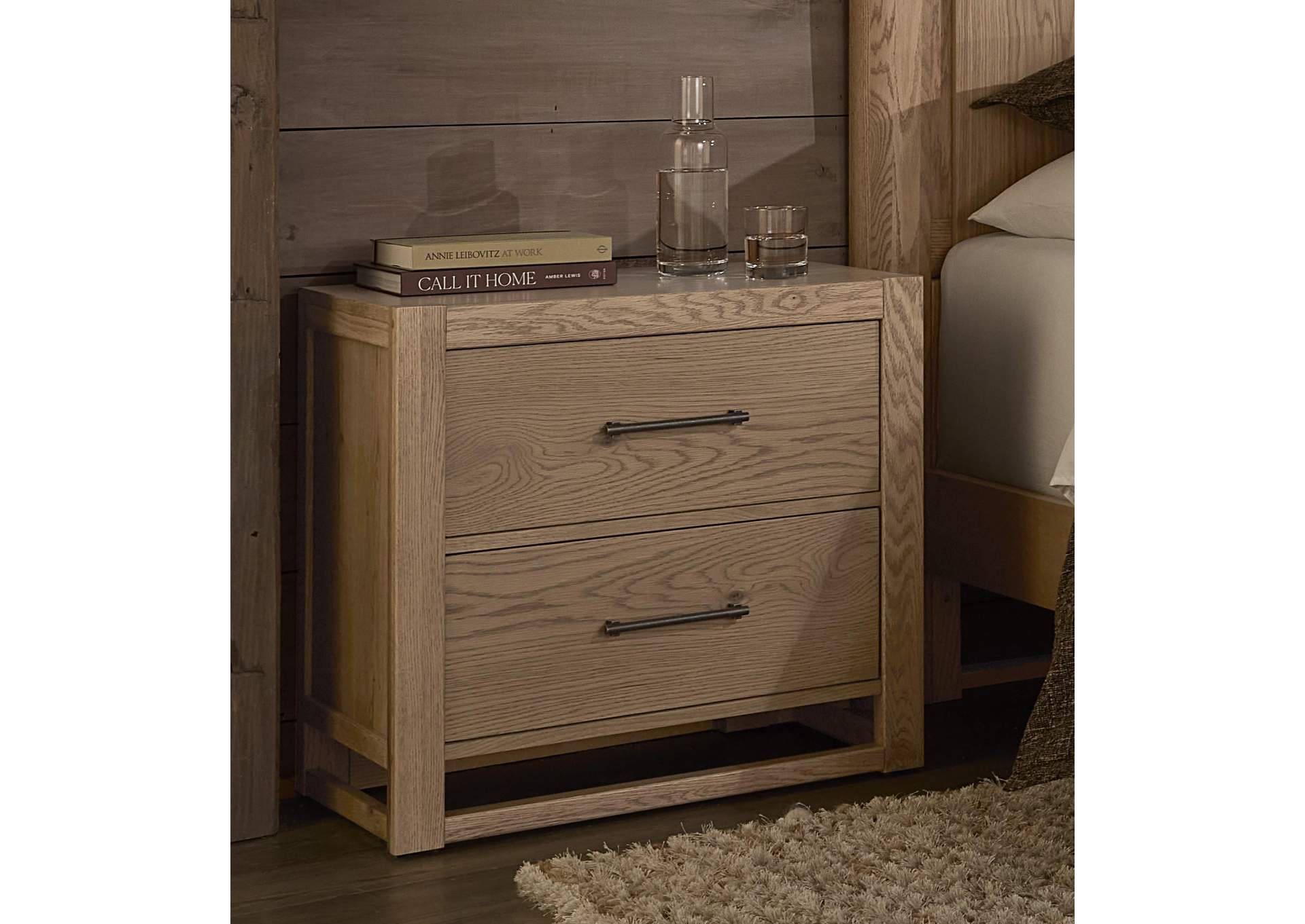 Lodge & Loft-Blond Oak Nightstand - 2 Drawer image 1